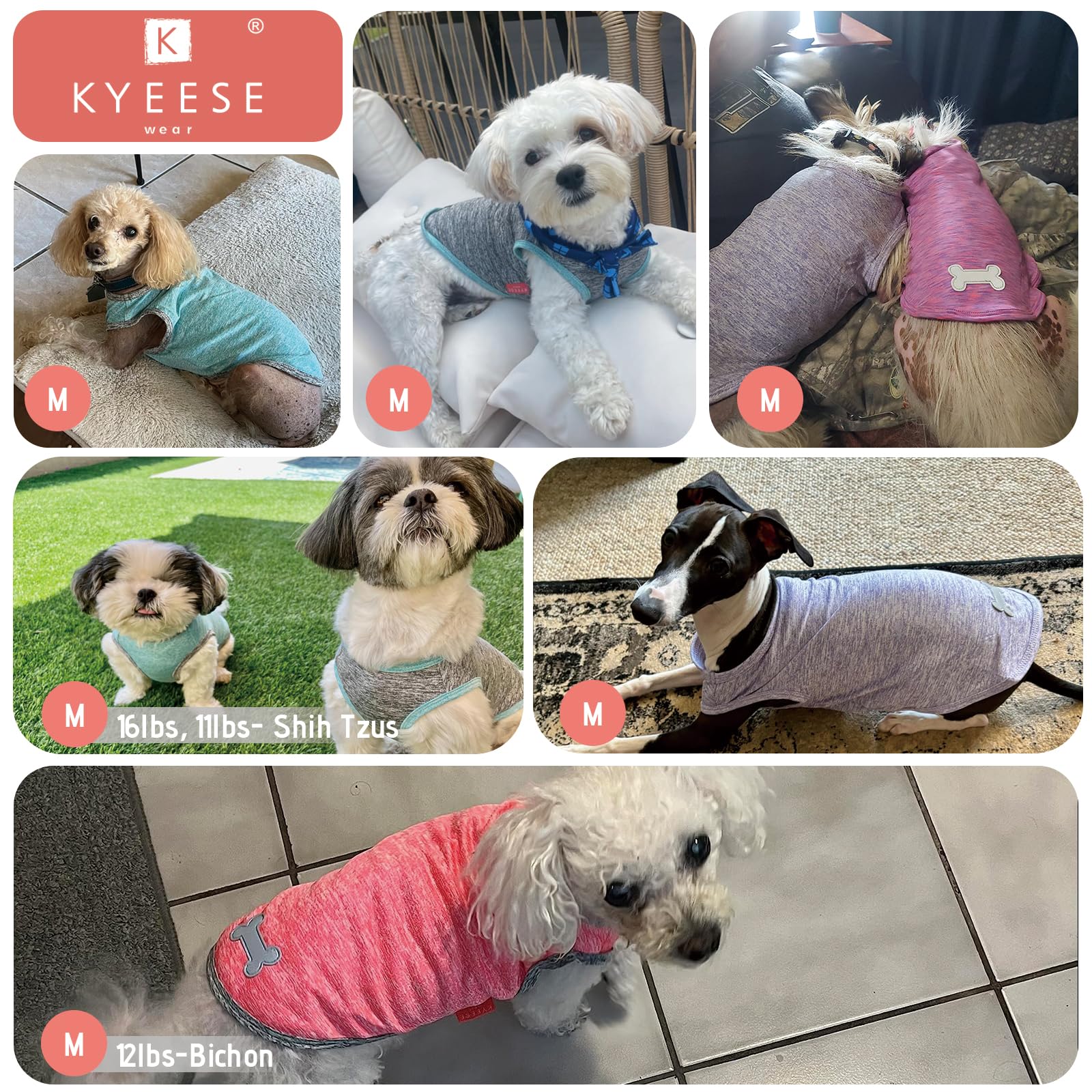 Kyeese 2Pack Dog Shirts Soft Tank Top Quick Dry For Small Dogs Stretchy Sleeveless Dog Vest Small Pet Shirt With Reflective Labe