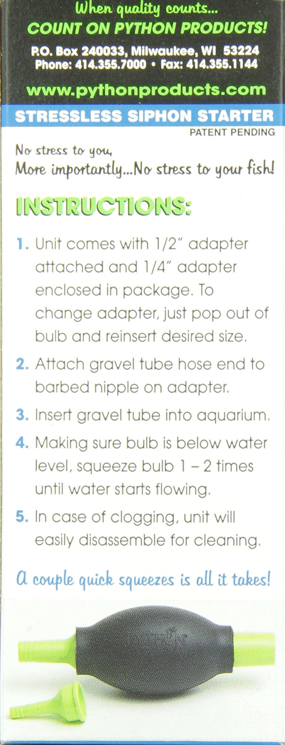 Python Squeeze Siphon Starter Aquarium Adapter