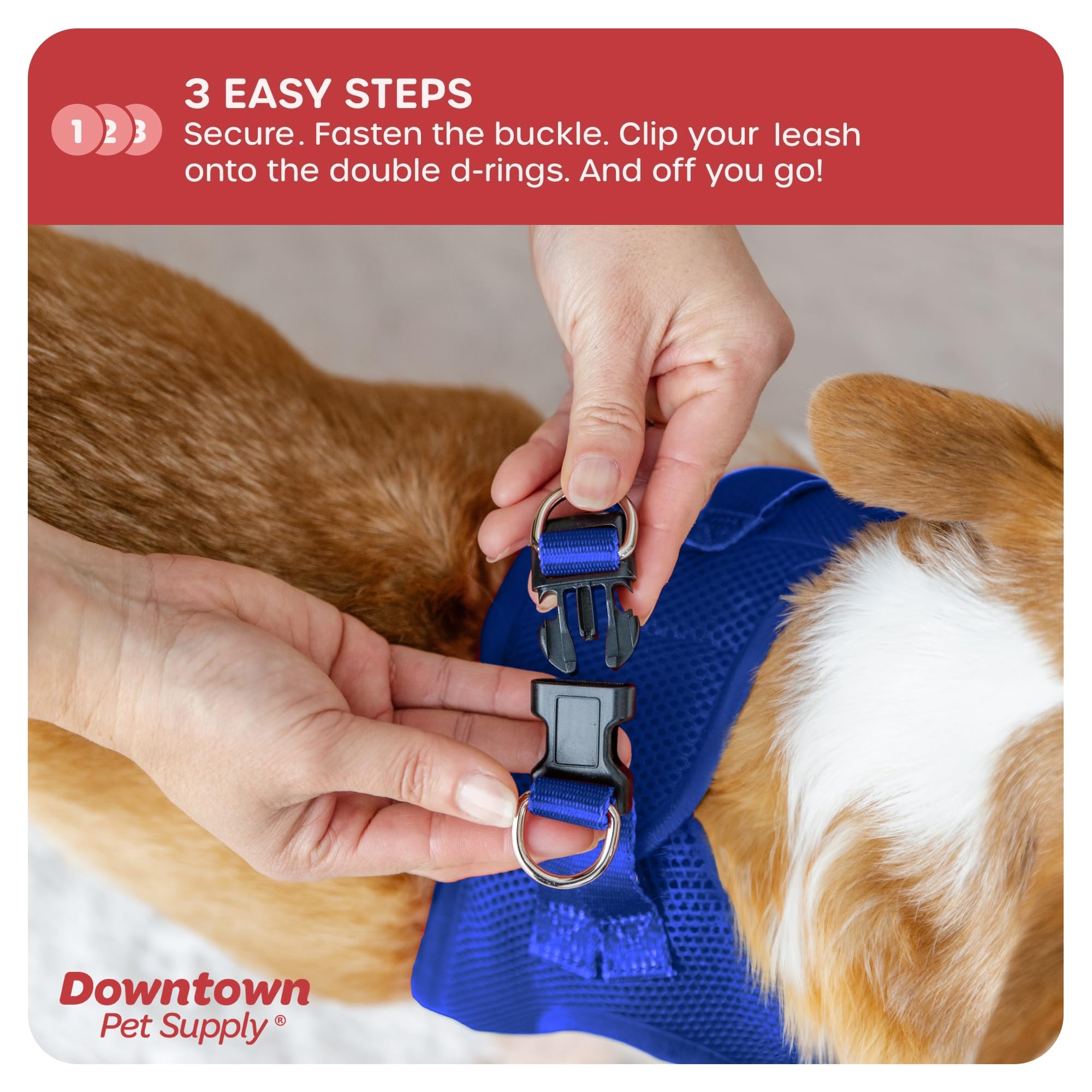 Downtown Pet Supply Step In Dog Harness No Pull, X-Large, Blue - Adjustable Harness With Padded Mesh Fabric And Reflective Trim