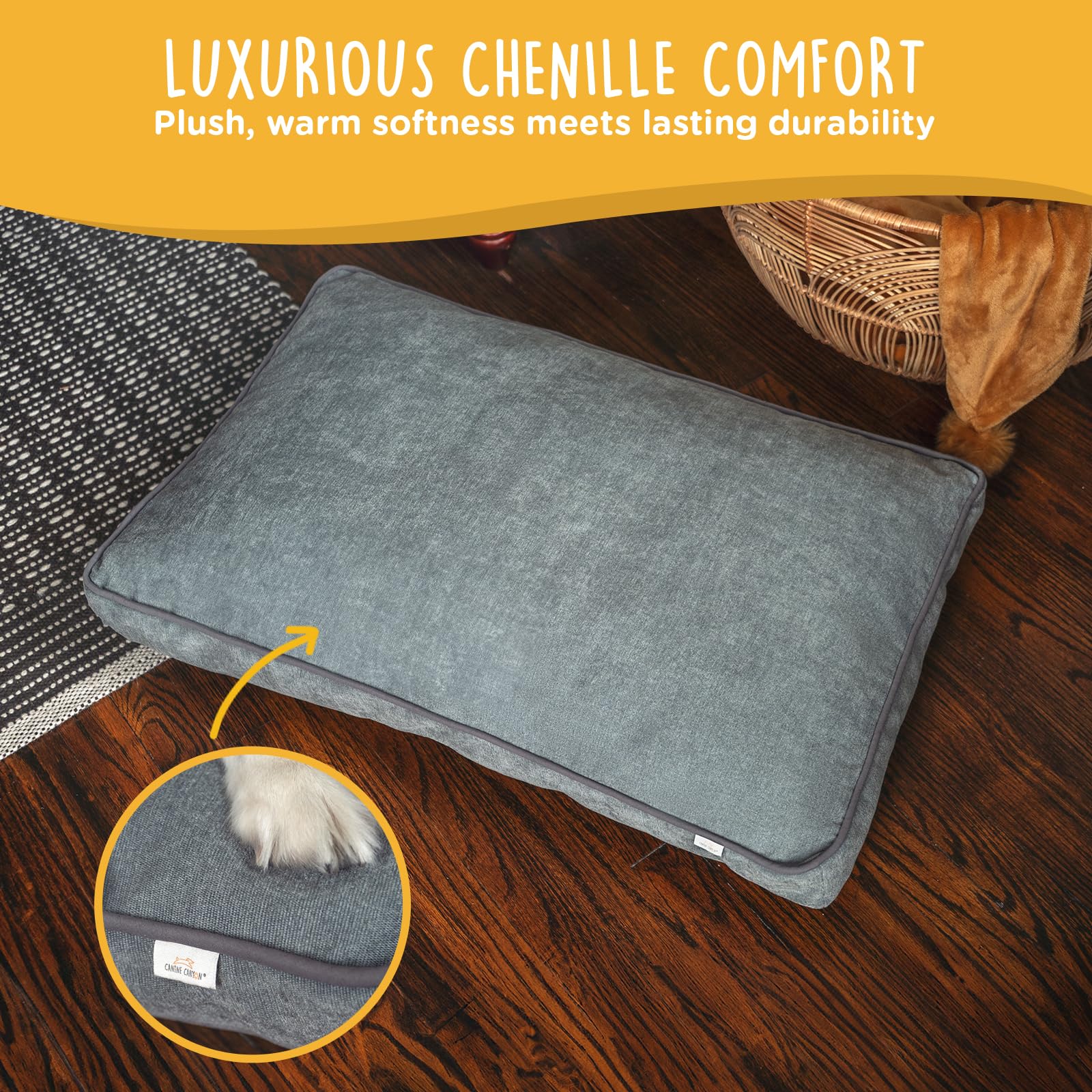 Canine Canyon Milo Dog Bed For Medium Dogs, Waterproof Pet Bed Pillows With Removable Washable Cover, Pet Sleeping Mattress, 30