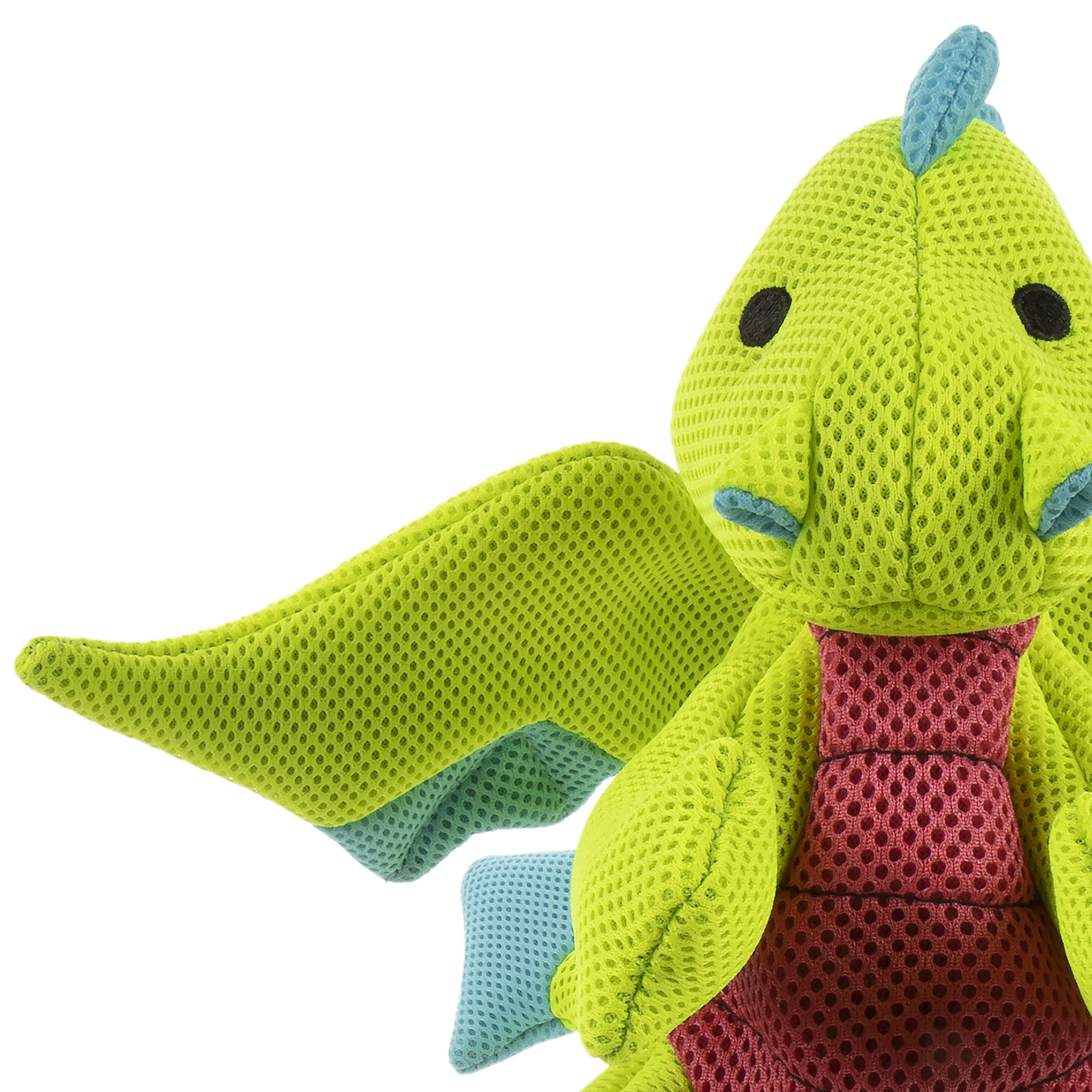 Godog Mesh Dragons Squeaky Plush Dog Toy, Double Chew Guard Technology - Green, Large