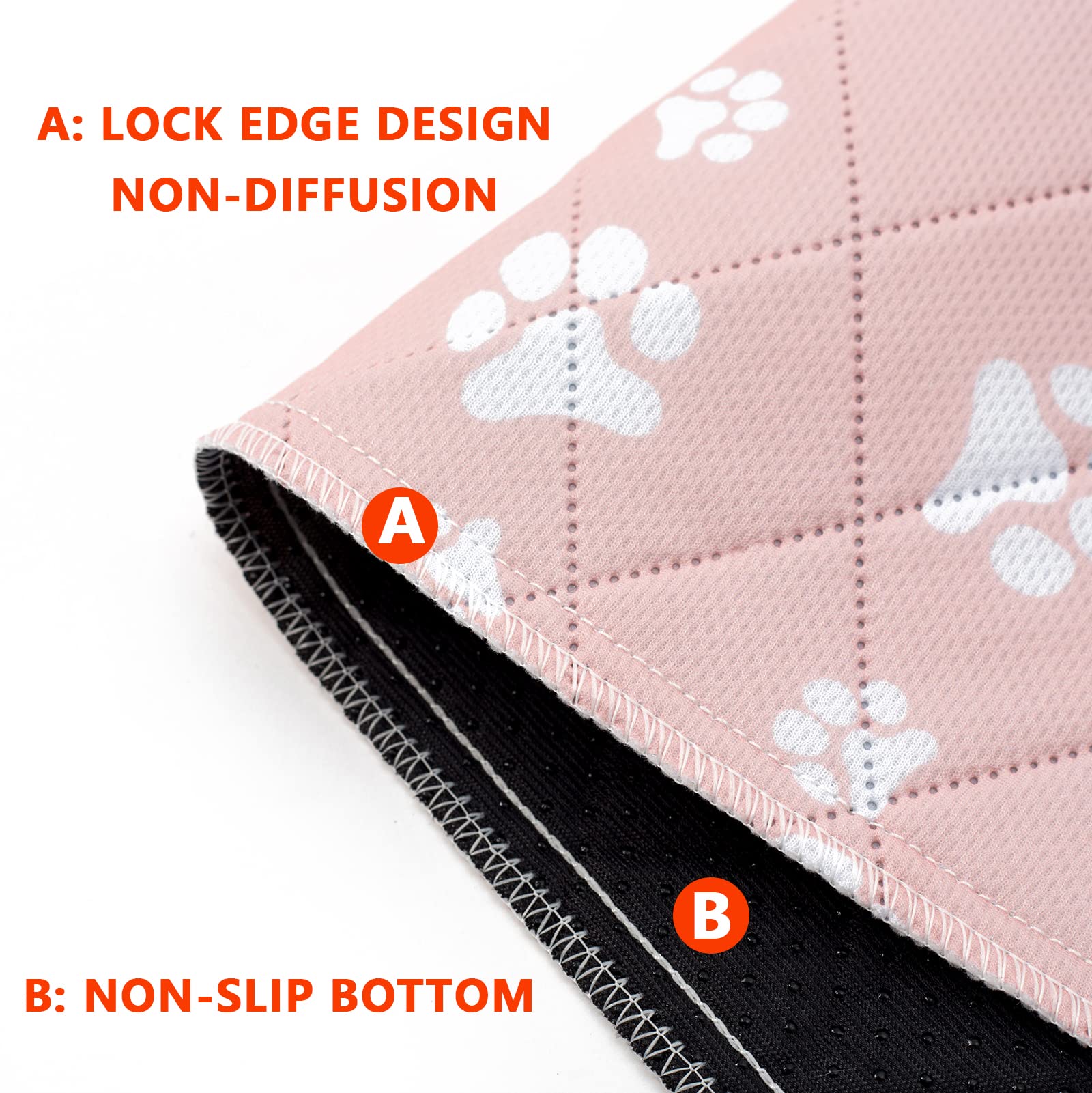 Washable Pee Pad For Dogs Of 2Pack Reusable Puppy Non-Slip Pet Training Pads(Orange,36*48'')