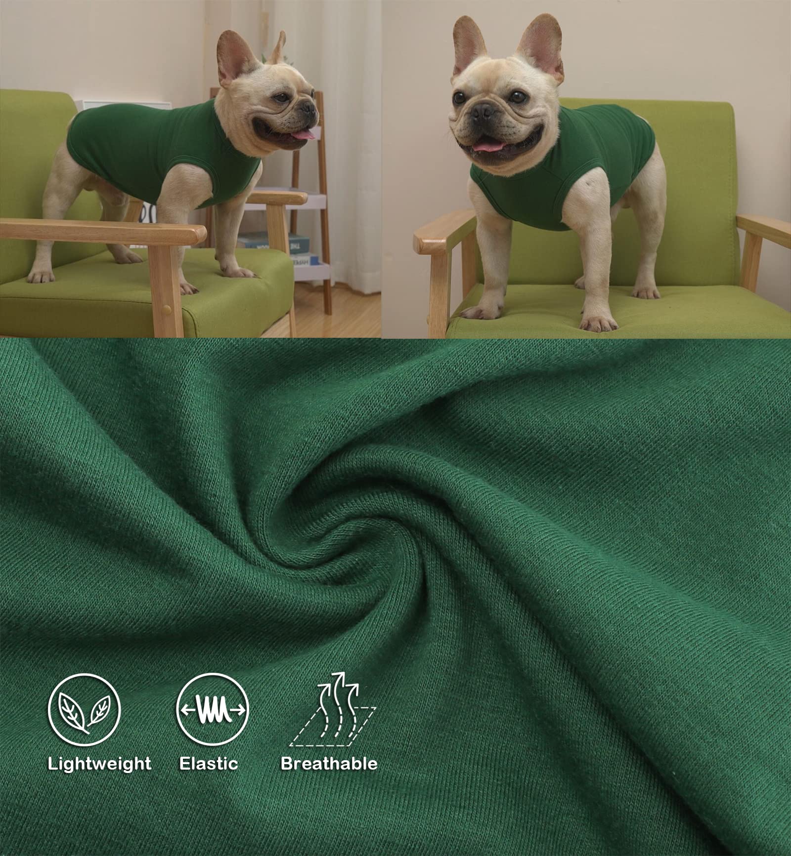 Sychien Dog Blank Cotton Shirts,Plain Dogs Large Big Clothes,Army & Deep Green Xxxl