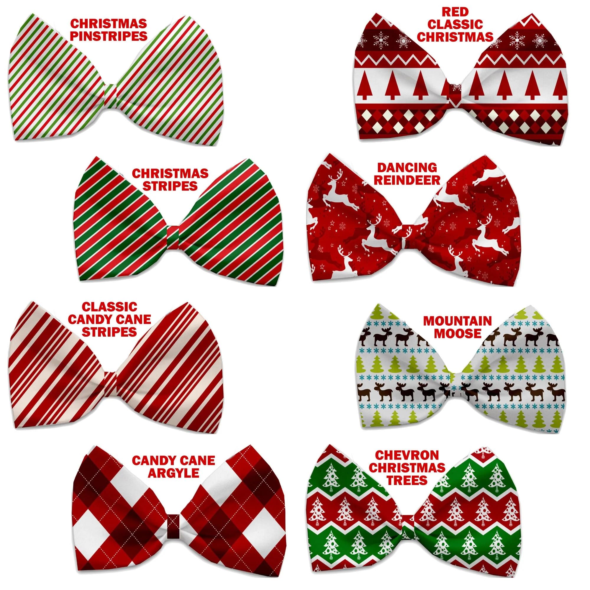 Christmas Pet, Dog & Cat Bow Ties, "Candy Cane Lane Group" *Available in 8 different print options!* Collar Strap ChevronChristmasTree