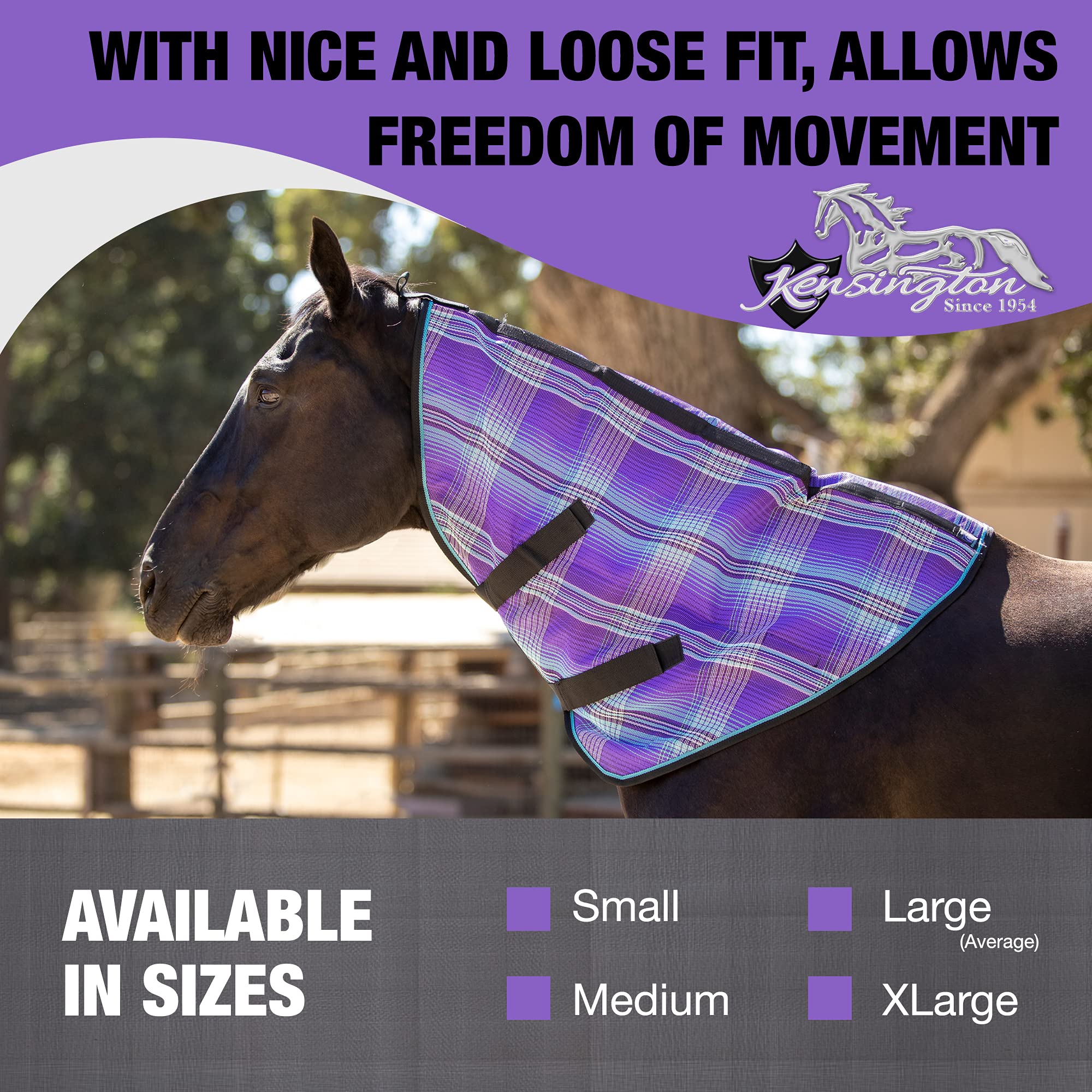 Kensington Protective Products Signature Textilene Nylon-Lined Neck Piece, Medium, Lavender Mint Plaid
