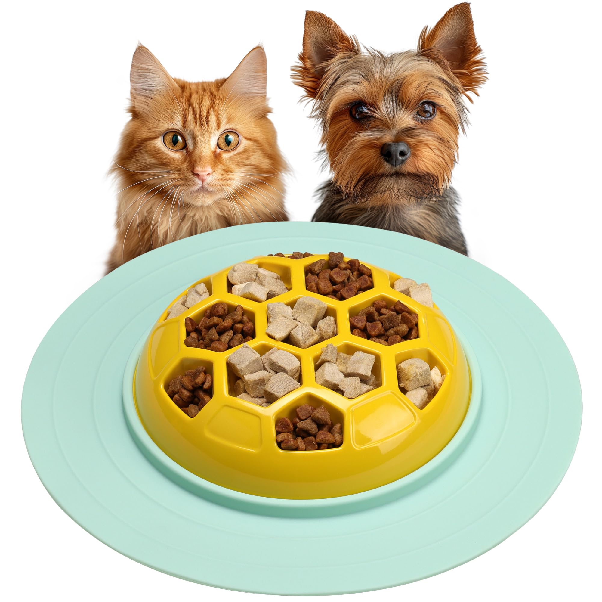 Navaris Honeycomb Slow Eating Dog Bowl - Anti-Slip, Dishwasher Safe Design - Dog, Puppy, and Cat Puzzle Feeder - Durable, Separa