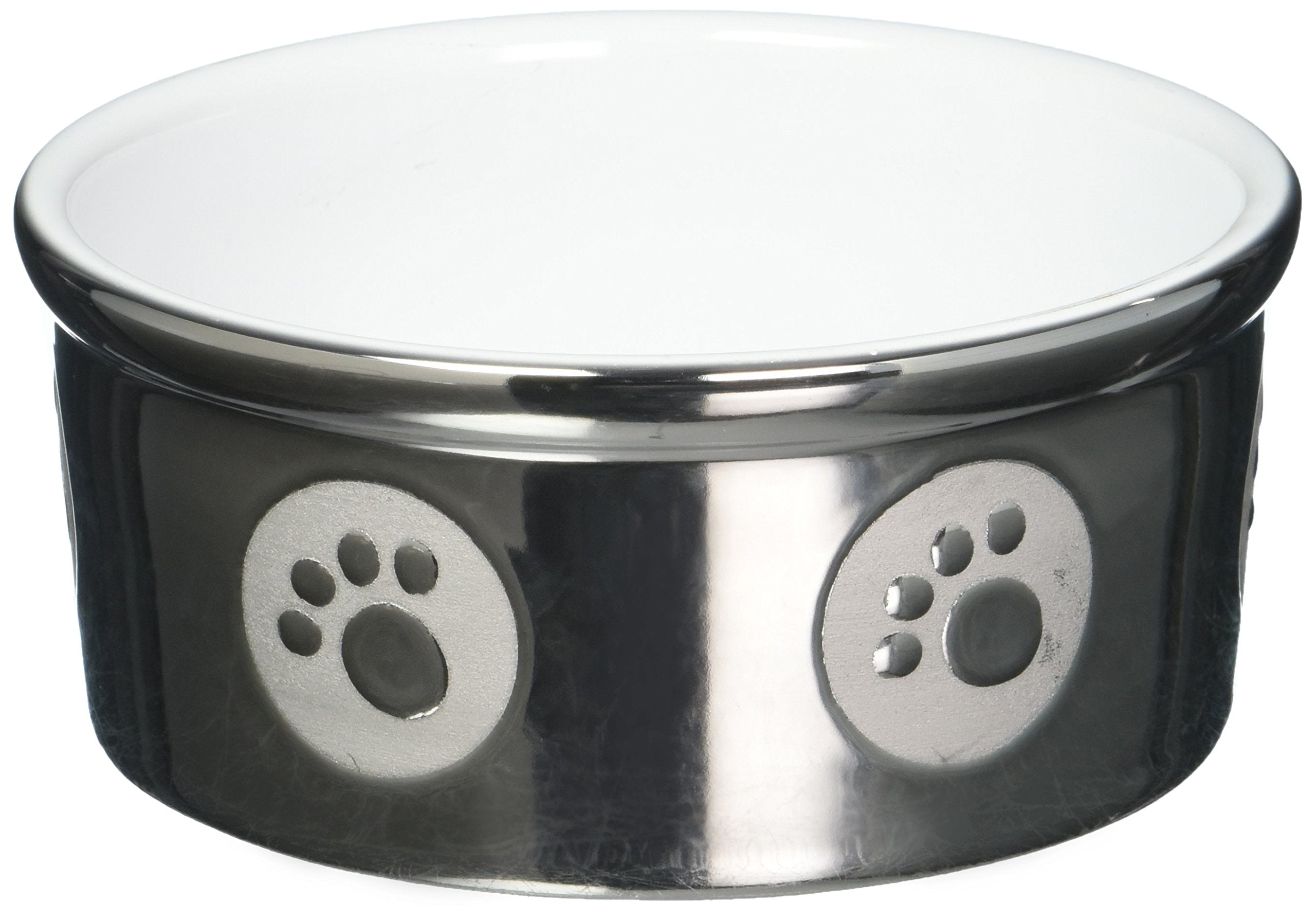 Ethical Pet Products (Spot) Dso6828 Stoneware Paw Print Dog Dish, 5-Inch, Titanium