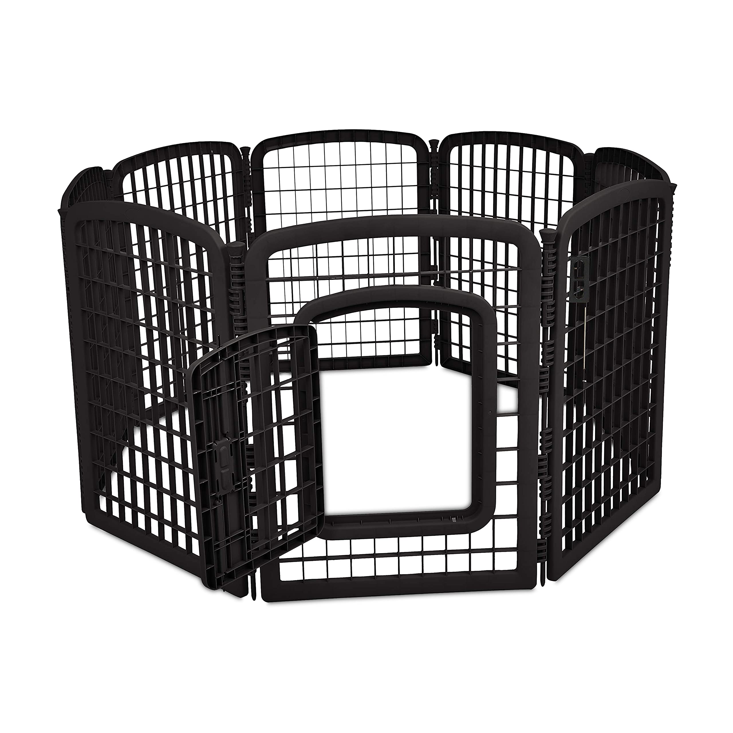 Amazon Basics 8-Panel Octagonal Plastic Pet Pen Fence with Gate - 34 Inch, Black, Model 9016-34BK