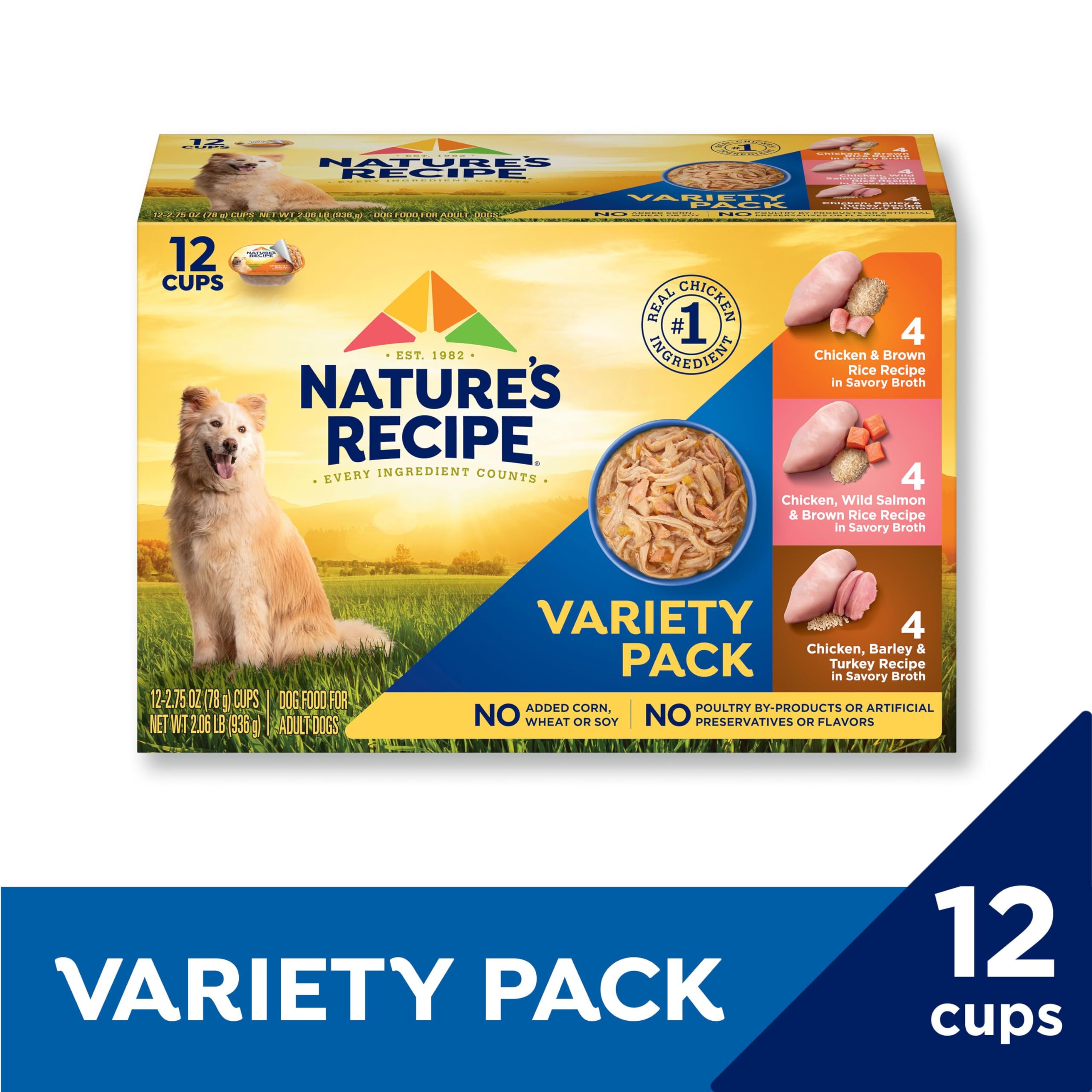 Natures Recipe Wet Dog Food, Variety Pack, 2.75 Ounce Cup (Pack of 12) - Packaging may vary