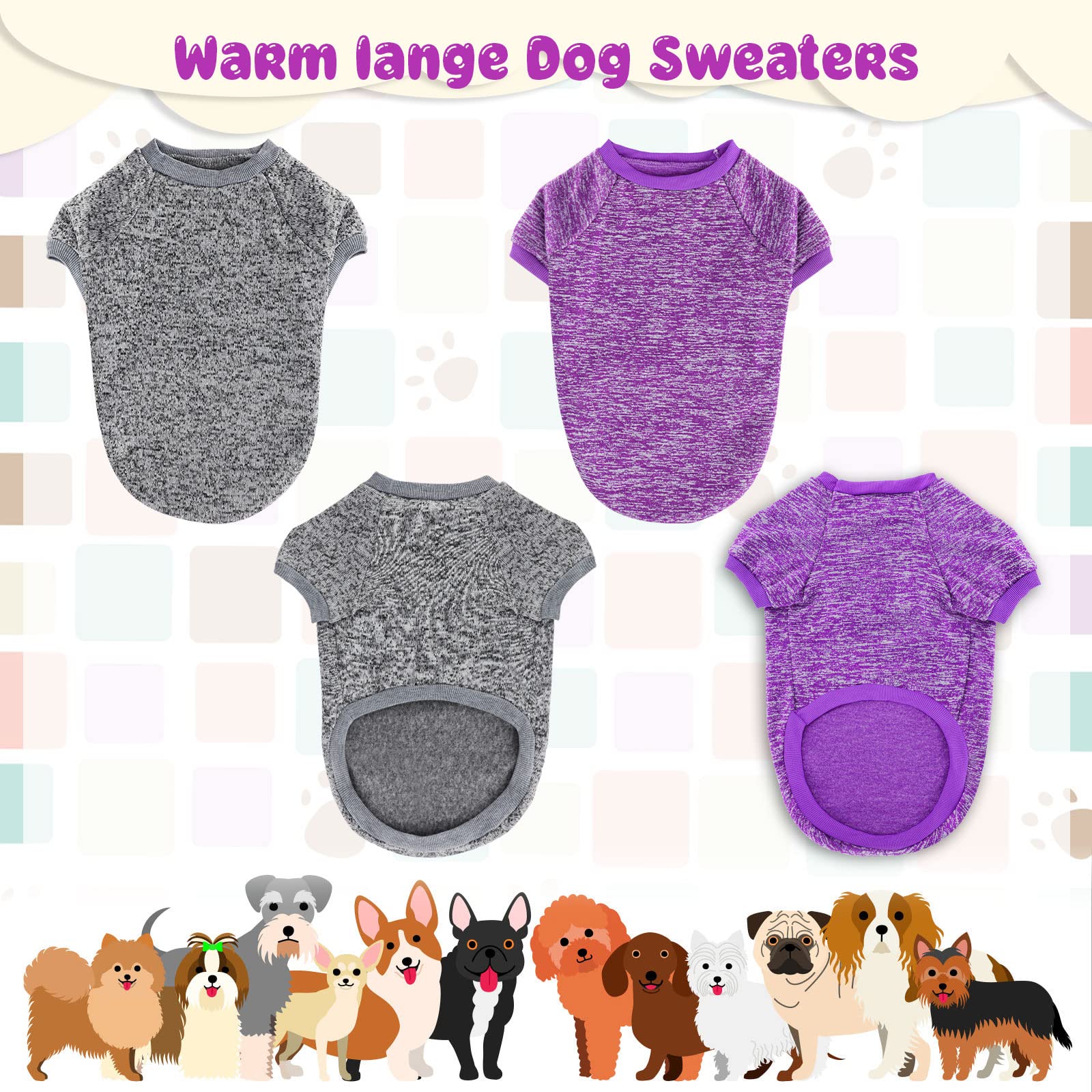 Rypet 2 Pack Large Dog Sweaters for Winter Dog Classic Knitwear Sweater Soft Thickening Warm Dog Clothes for Medium Large Dogs
