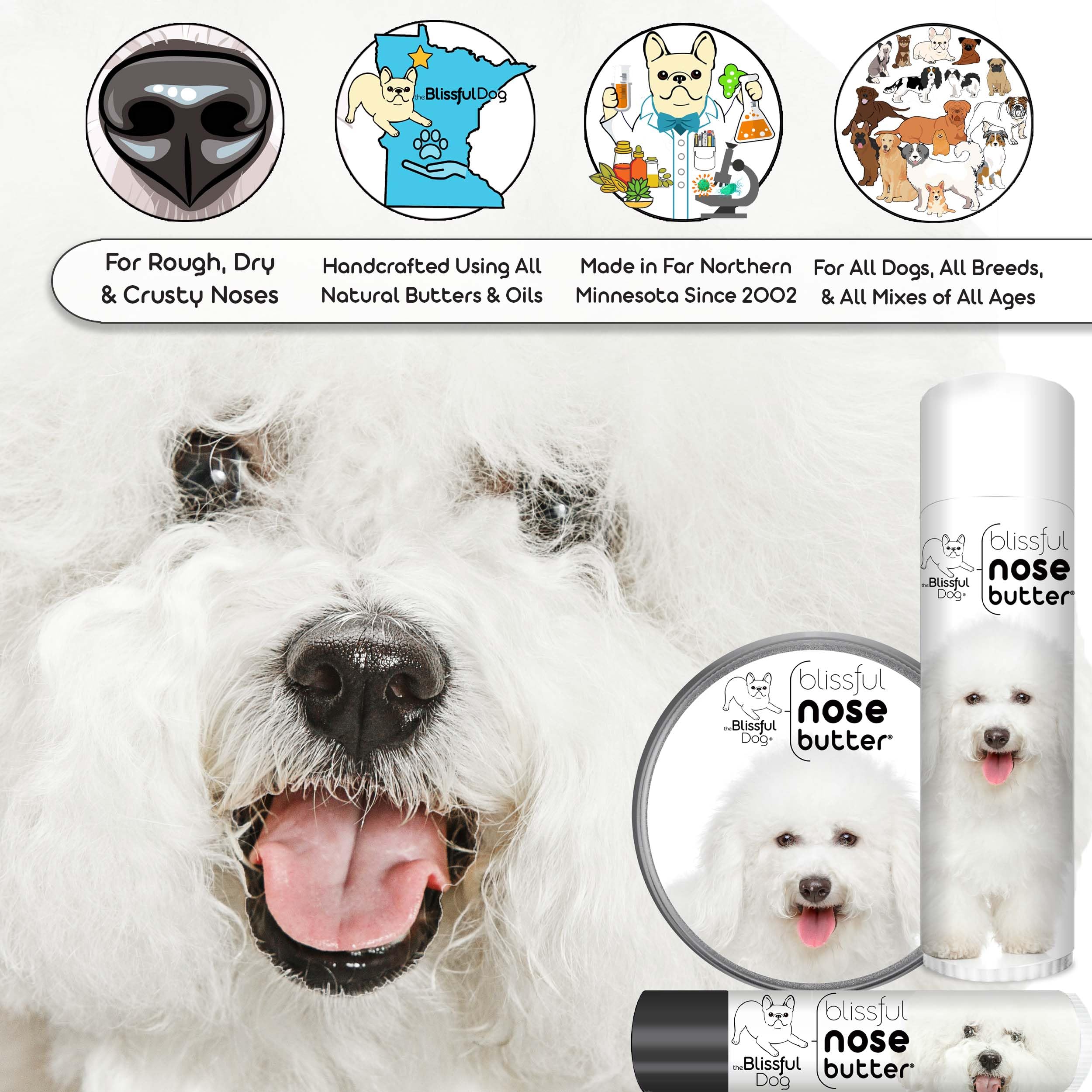 The Blissful Dog Bichon Frise Unscented Nose Butter, 0.15-Ounce