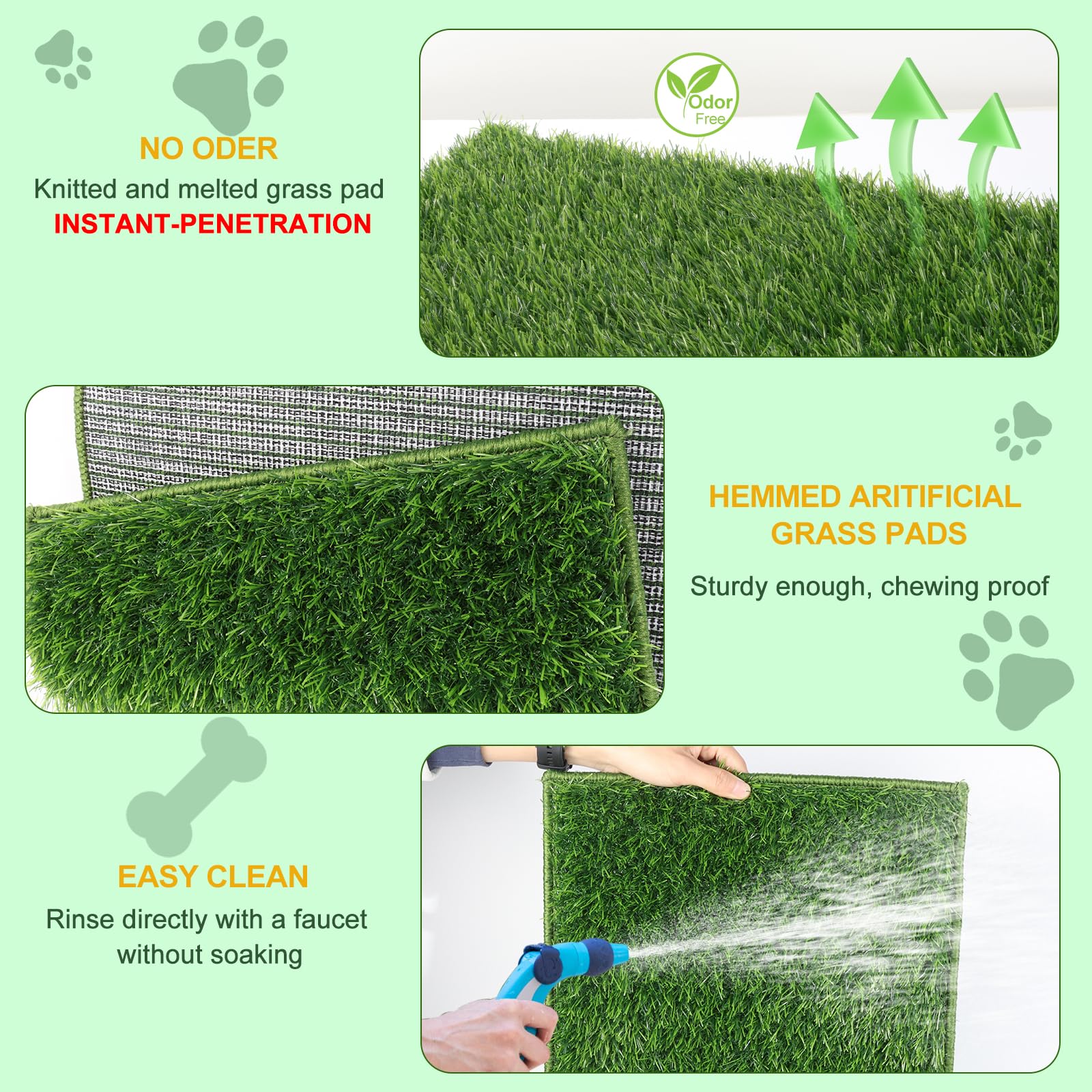 Meexpaws Dog Grass Pad With Tray/Foldable Liner Base Large, Litter Box Artificial Pee Pad For Indoor Potty, Odor Free Instant-Pe