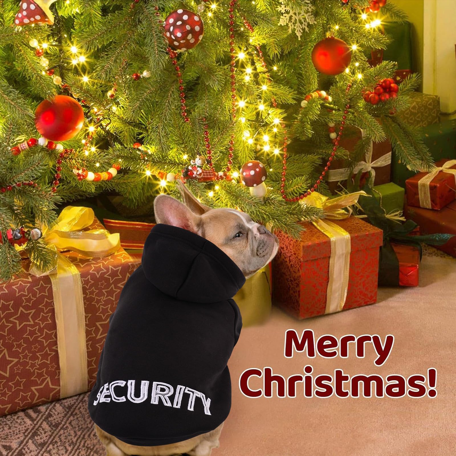 Sawmong Dog Security Hoodie,Flannel Pet Hooded Sweater With Hat Puppy Pullover Sweater Shirt,Dog (Black,L)