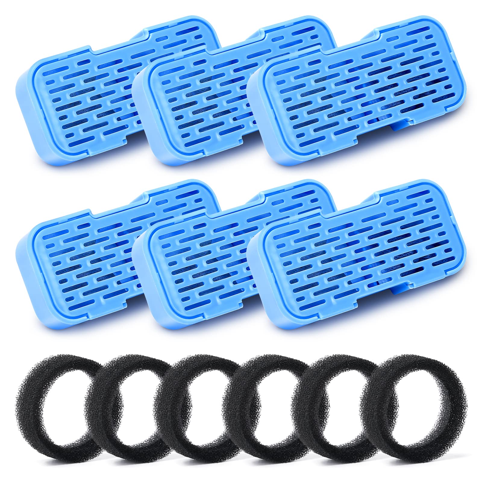 Aoogitf Official Cat Water Fountain Filters, 12 Packs(6 Filters + 6 Sponges) Cat Fountain Replacement Filters For Aoogitf Cat Fountain, With Activated Carbon Filter, Ultra-Fine Fiber