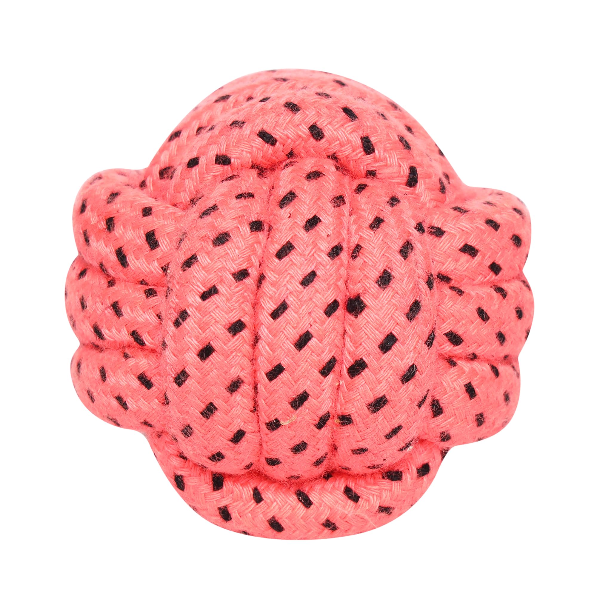 Knotted Rope Ball Dog Toy | Strong Cotton Chew Ball For Aggressive Chewers | Interactive Play, Fetch, & Tug | Dental Care | Pink
