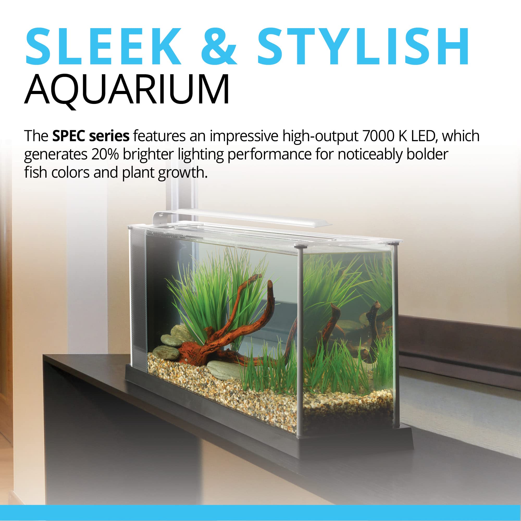Fluval Spec Aquarium Kit, Aquarium With Led Lighting And 3-Stage Filtration System, 5-Gallon