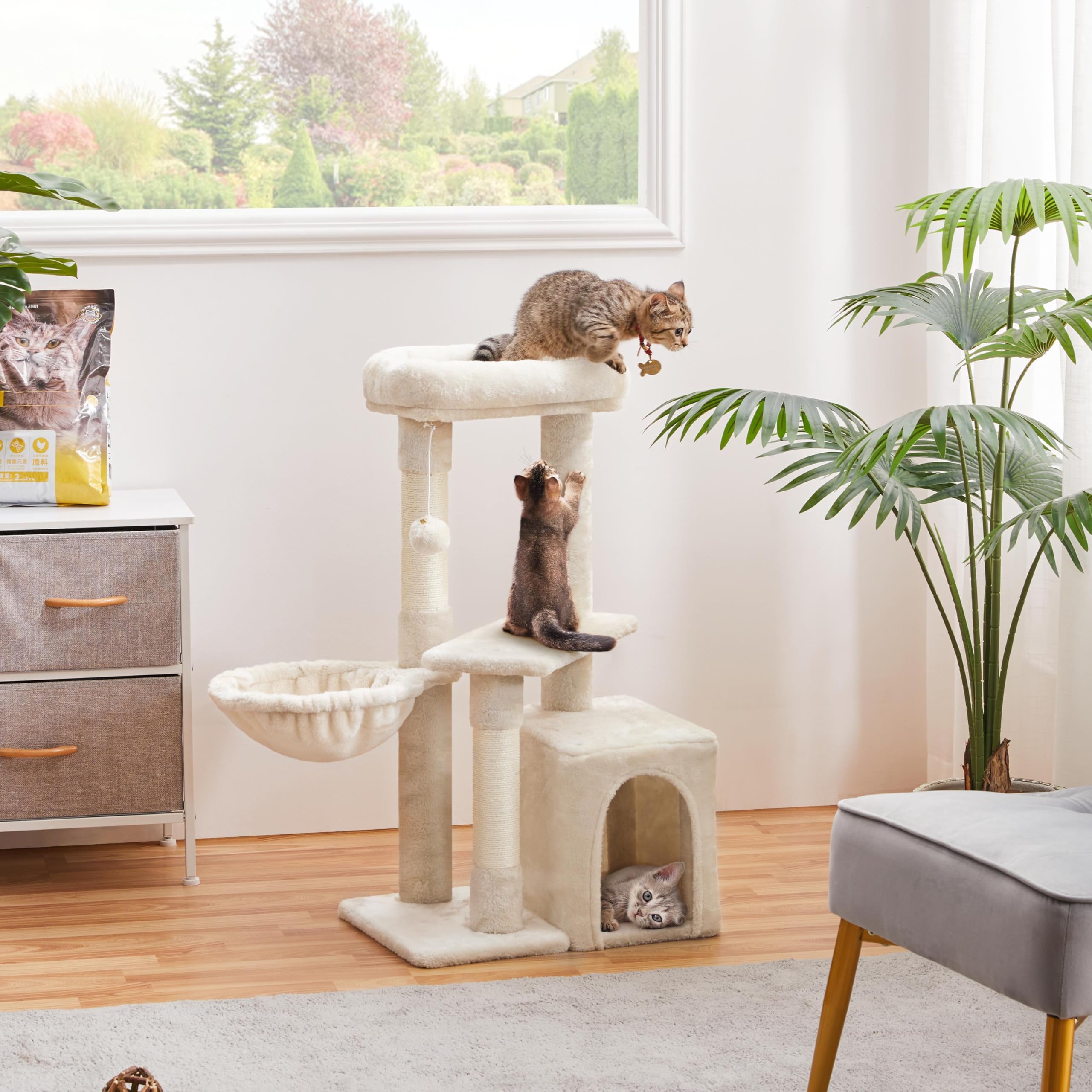 Yaheetech Cat Tree For Small Cats, 34In Cute Cat Tower Cat Bed For Indoor Cats Sisal Covered Posts Cat Furniture Activity Center W/Plush Perch & Fur Ball