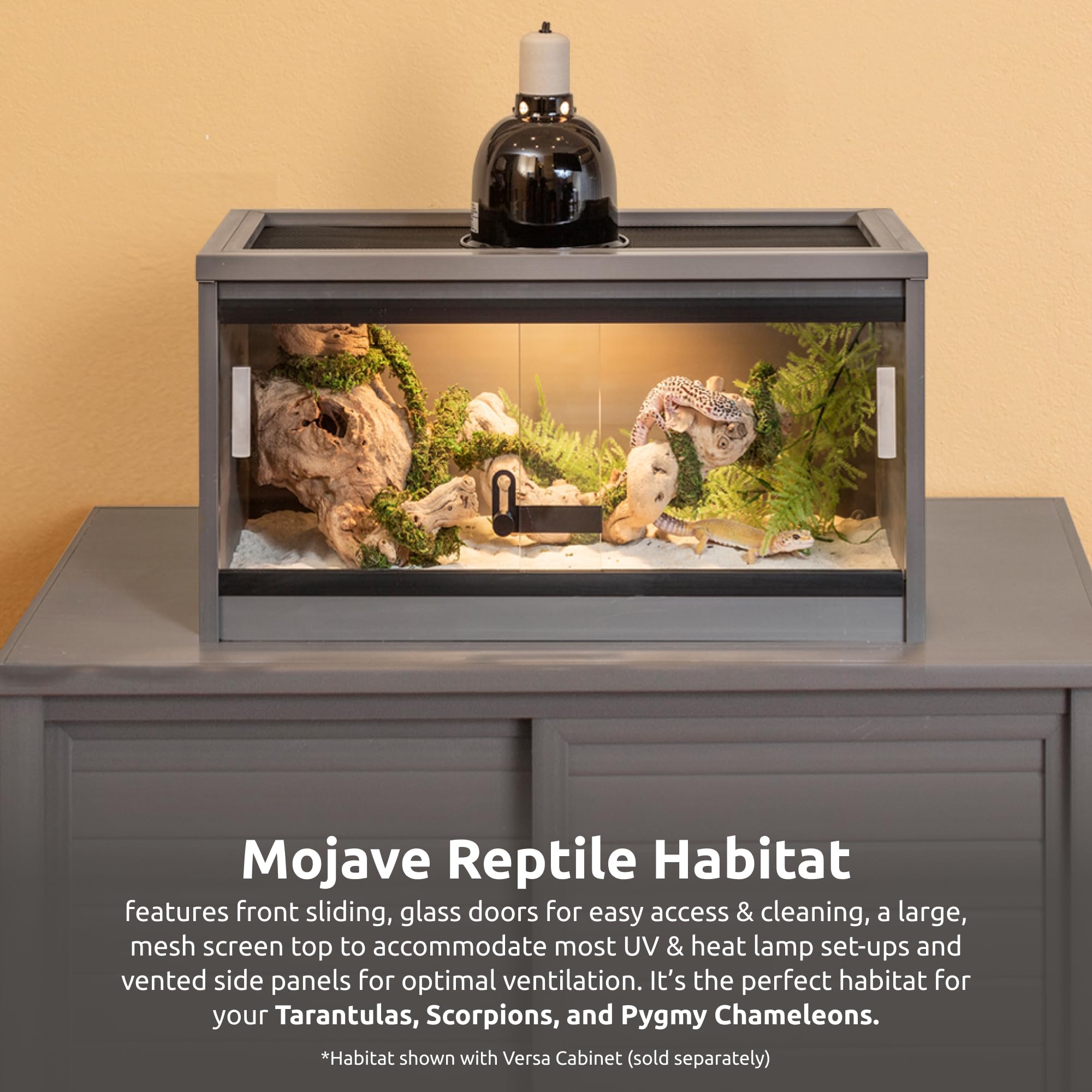New Age Pet Ecoflex 24-Inch Mojave Reptile Lounge In Grey - Durable Wood Plastic Composite Habitat With Ventilated Side Panels,