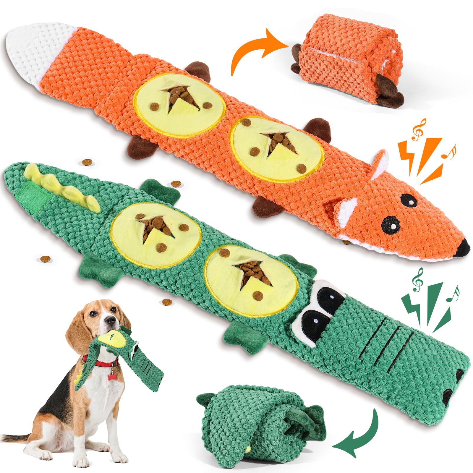 QWYXZZ 2 Pack Dog Toys for Aggressive Chewers - Interactive Dog Toys, Interactive Puppy Dog Chew Toys with Squeaker & No Stuffin