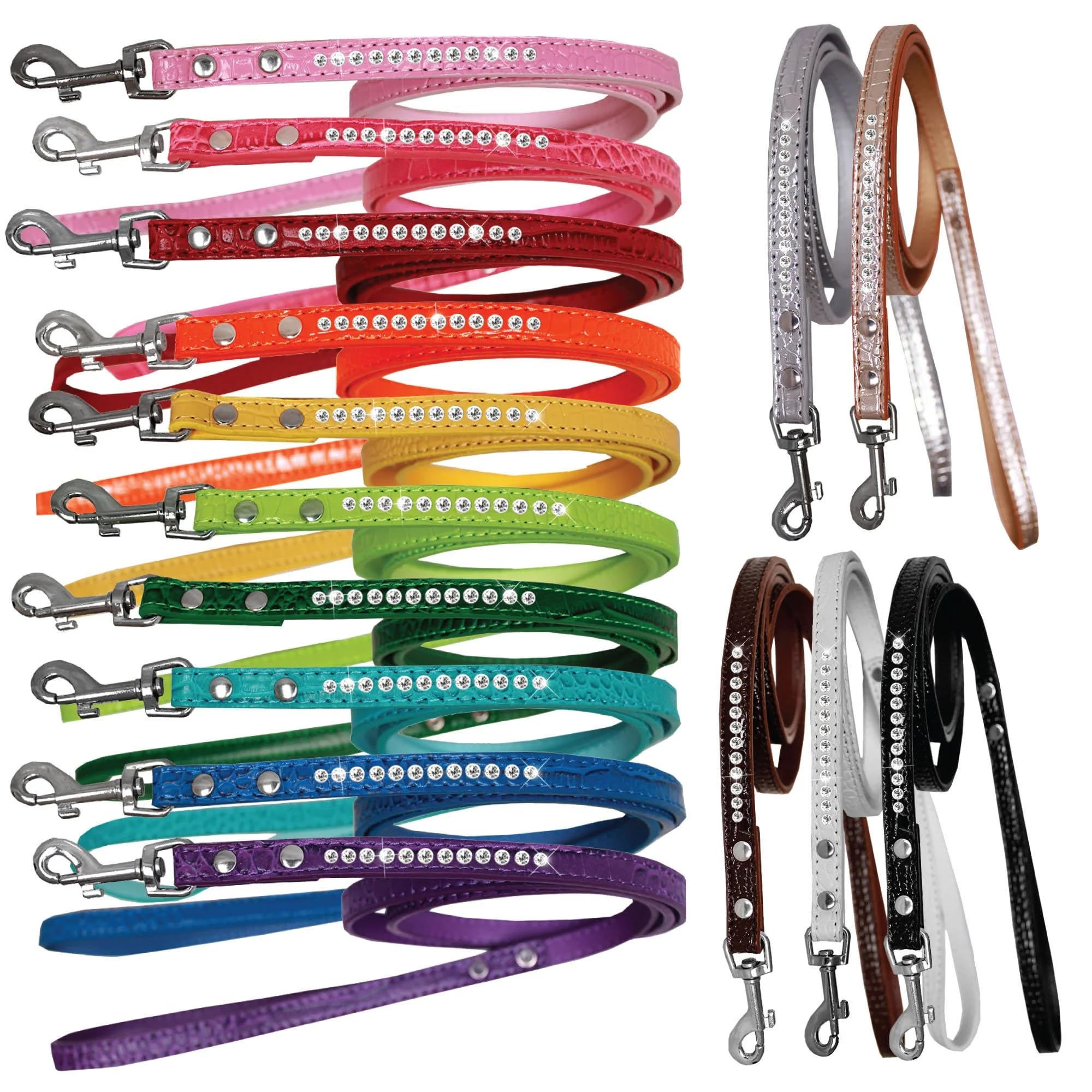 Mirage Pet Product Clear Jewel Croc Leash Silver 1/2'' wide x 6' long