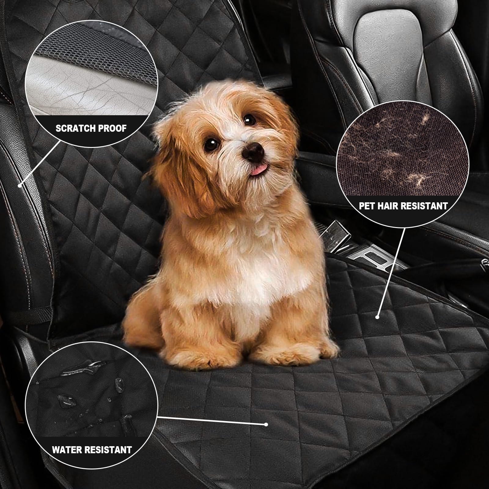 AsFrost Dog Car Seat Cover for Cars SUVs Trucks, Thicked 600D Oxford Heavy Duty Waterproof Front Car Seat Covers for Dogs Durabl
