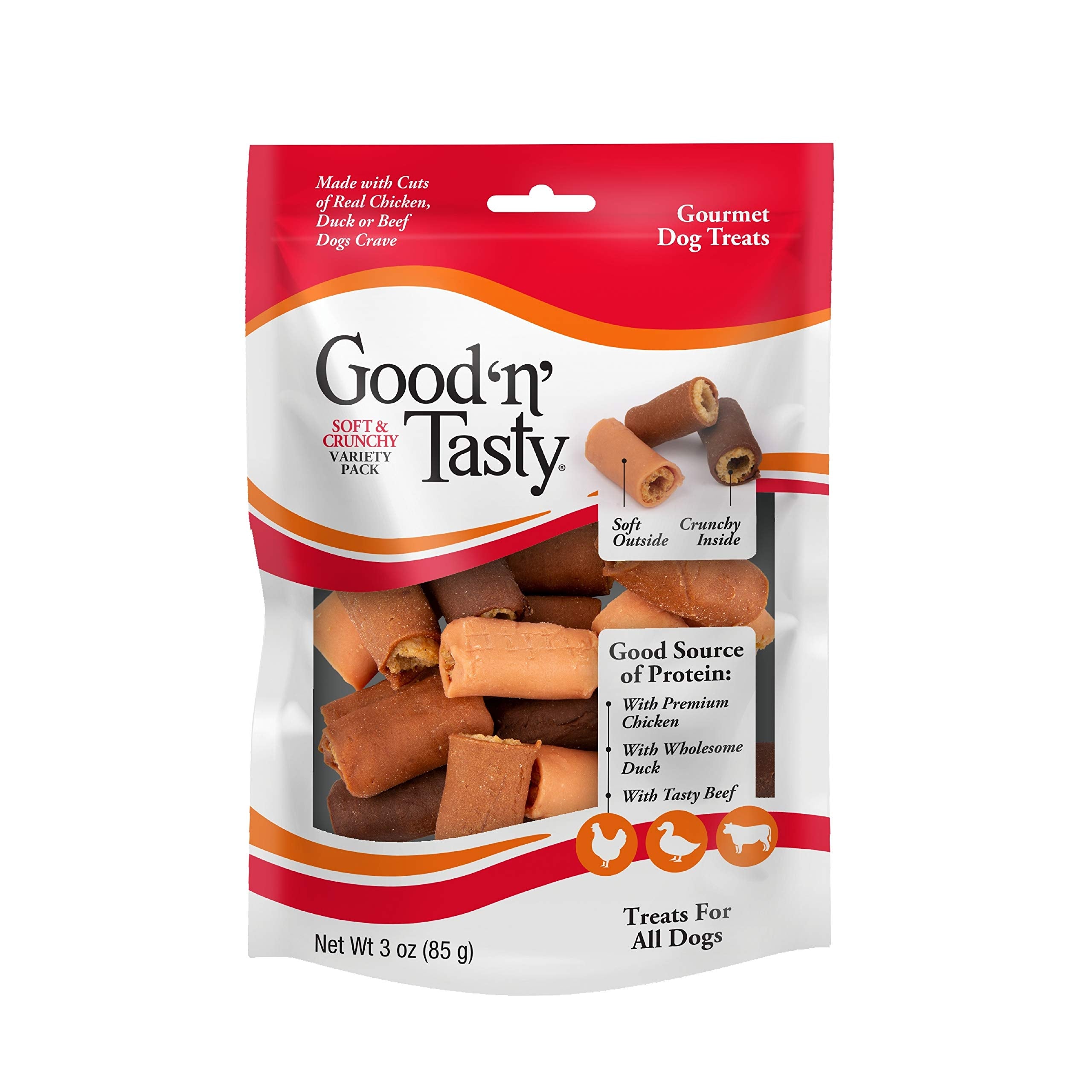 Good N Tasty Soft & Crunchy Rolls, Gourmet Treats for All Dogs, Made with Real Chicken