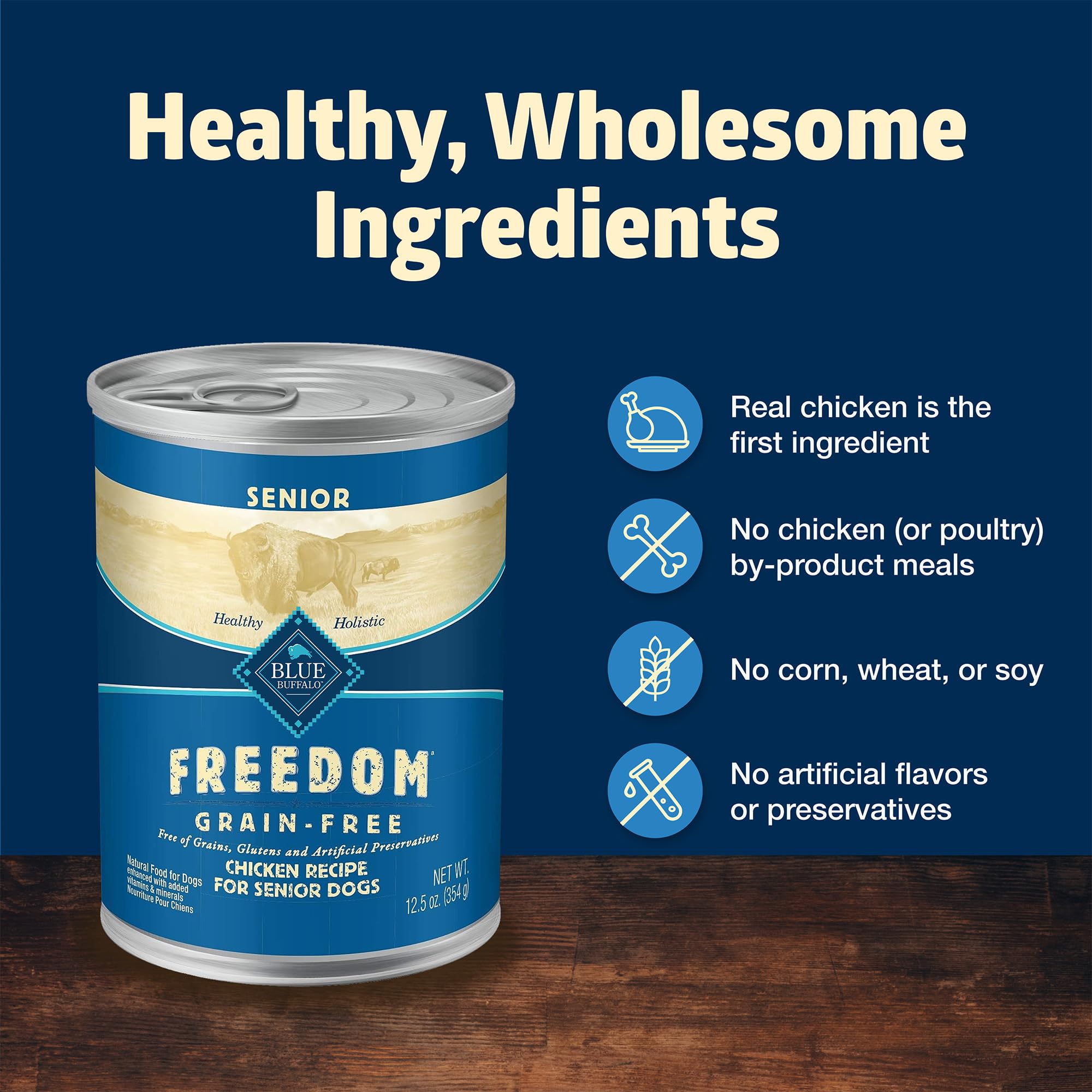 Blue Buffalo Freedom Grain-Free Senior Wet Dog Food, Free of Glutens & Artificial Preservatives, Made With Natural Ingredients,