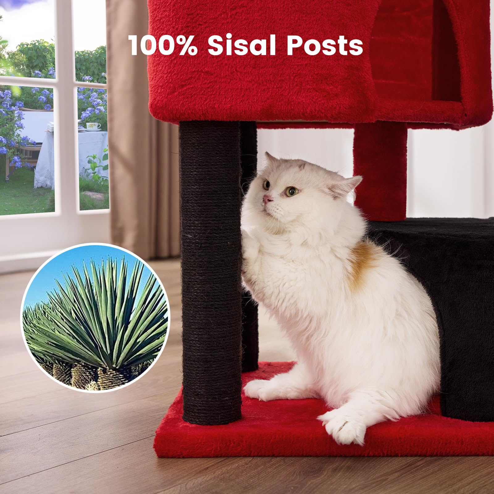 Gardner Pet Gothic Cat Tree for Medium-Large Cats, 41" Tall, Heavy Duty with 2.8in Posts, Engineered Wood, Washable Perches