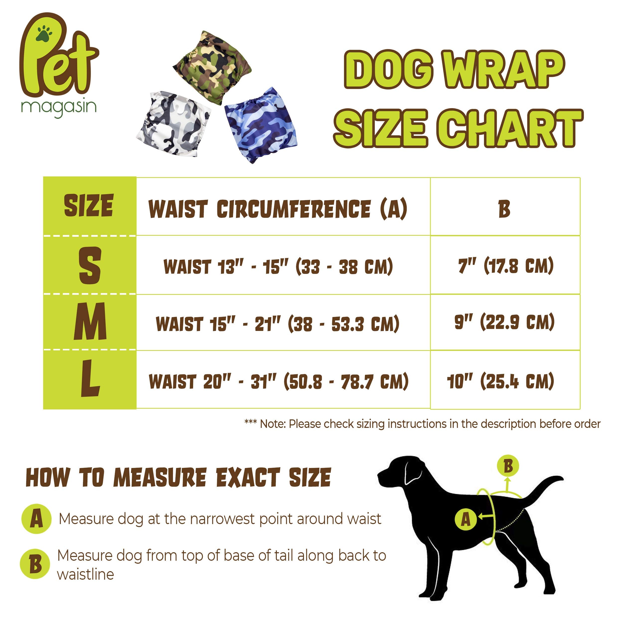 Premium Male Dog Belly Band Washable (3-Pack) (camo, Medium (15-21 Waist))