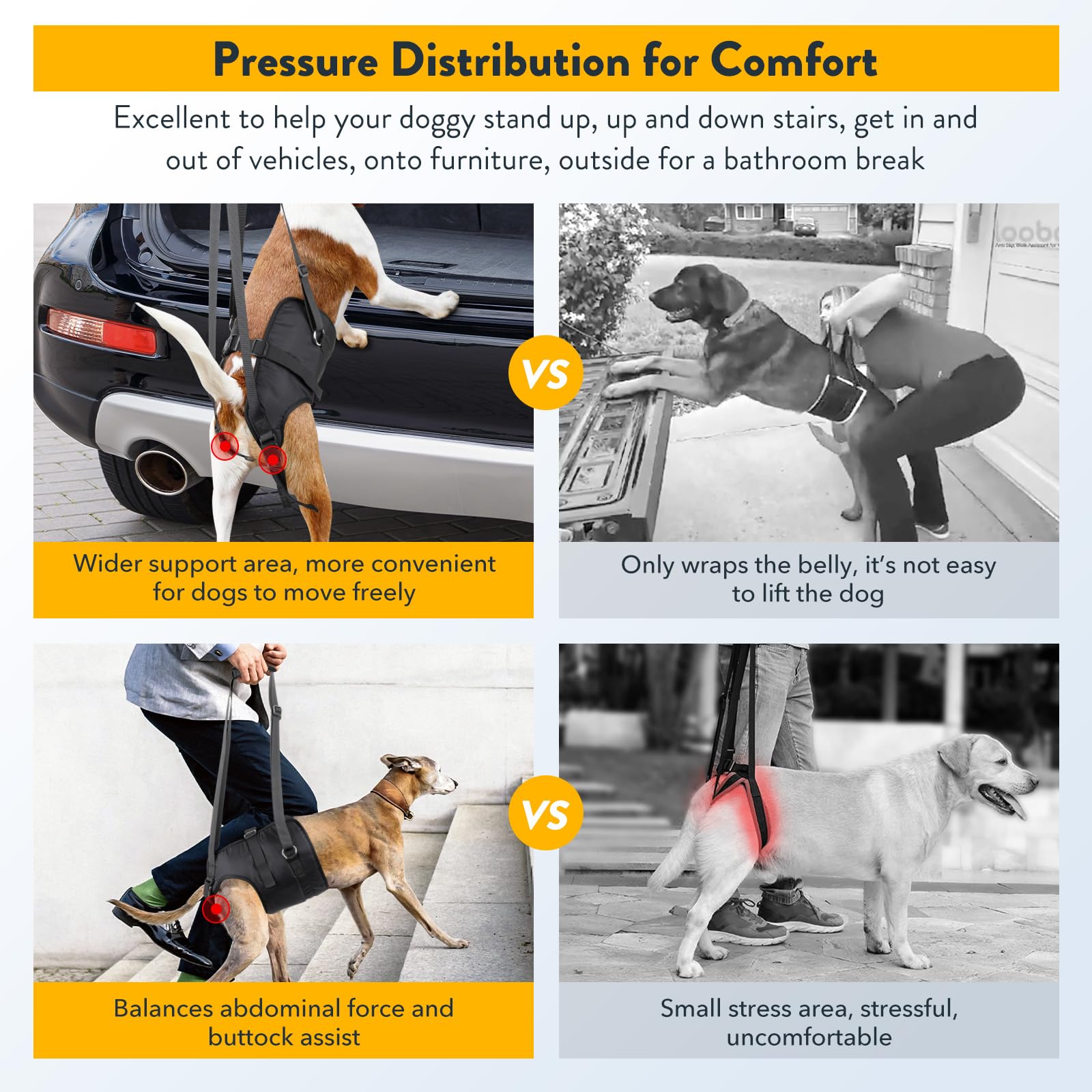 PZRLit Dog Lift Harness - Adjustable Sling Support for Large Dogs Hind Legs, Mobility Aid for Elderly Dogs - Hip & Back Leg Join