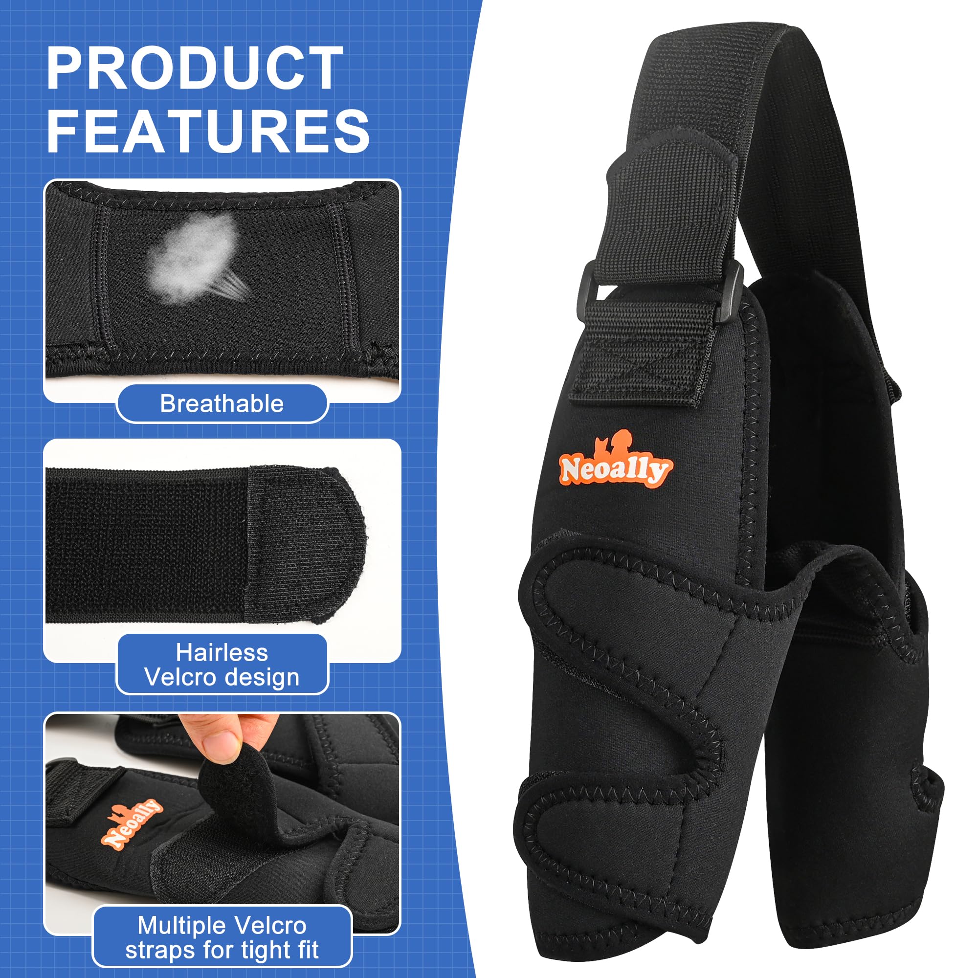 NeoAlly Breathable Dog Elbow Brace Protector Pads for Canine Elbow and Shoulder Support Elbow Hygroma, Dysplasia, Osteoarthritis