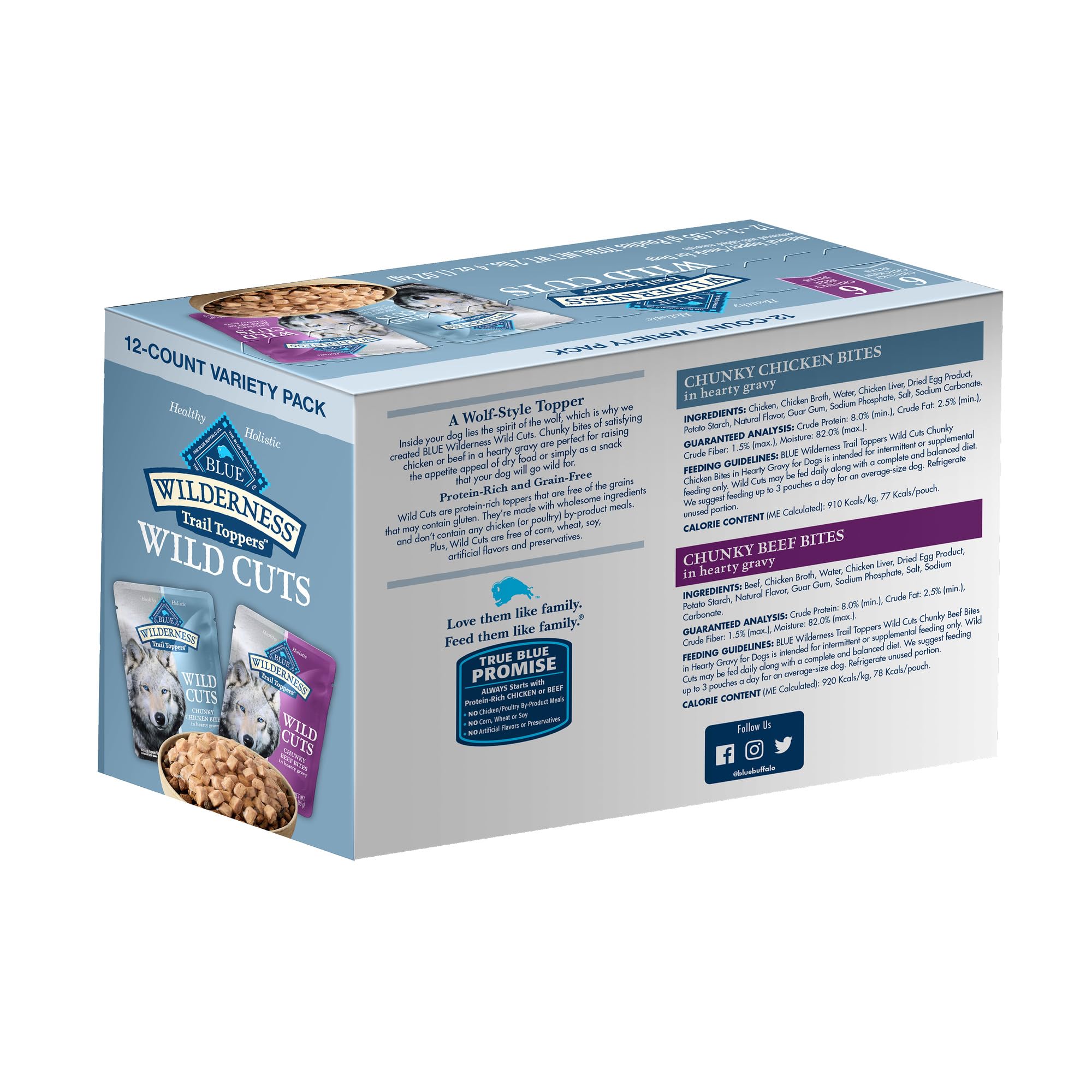 Blue Buffalo Wilderness Trail Toppers Wild Cuts Wet Dog Food Variety Pack, High-Protein & Grain-Free, Made with Natural Ingredie