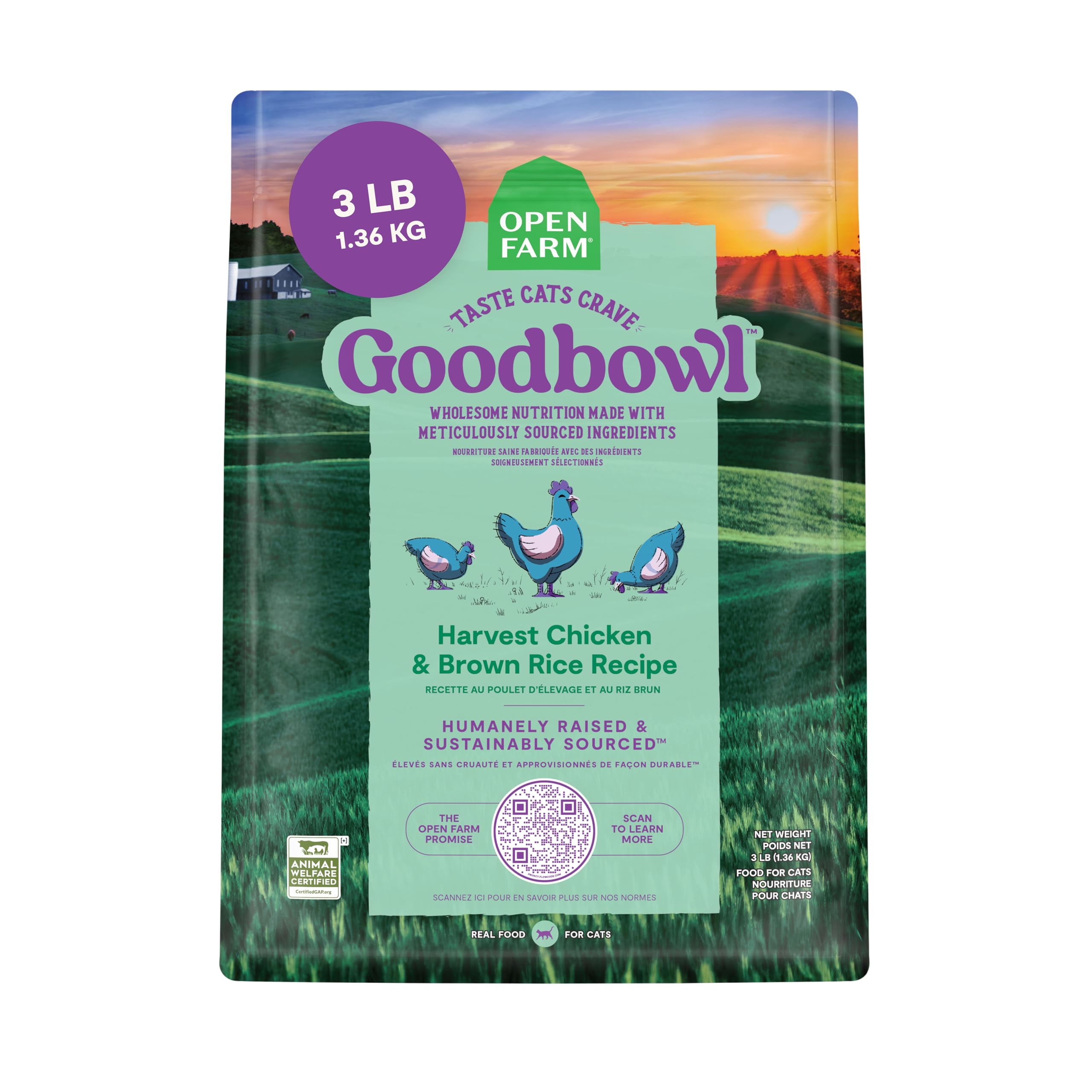 Open Farm Goodbowl, Protein Rich Dry Cat Food Made from Meticulously Sourced Simple Ingredients, Harvest Chicken & Brown Rice Re