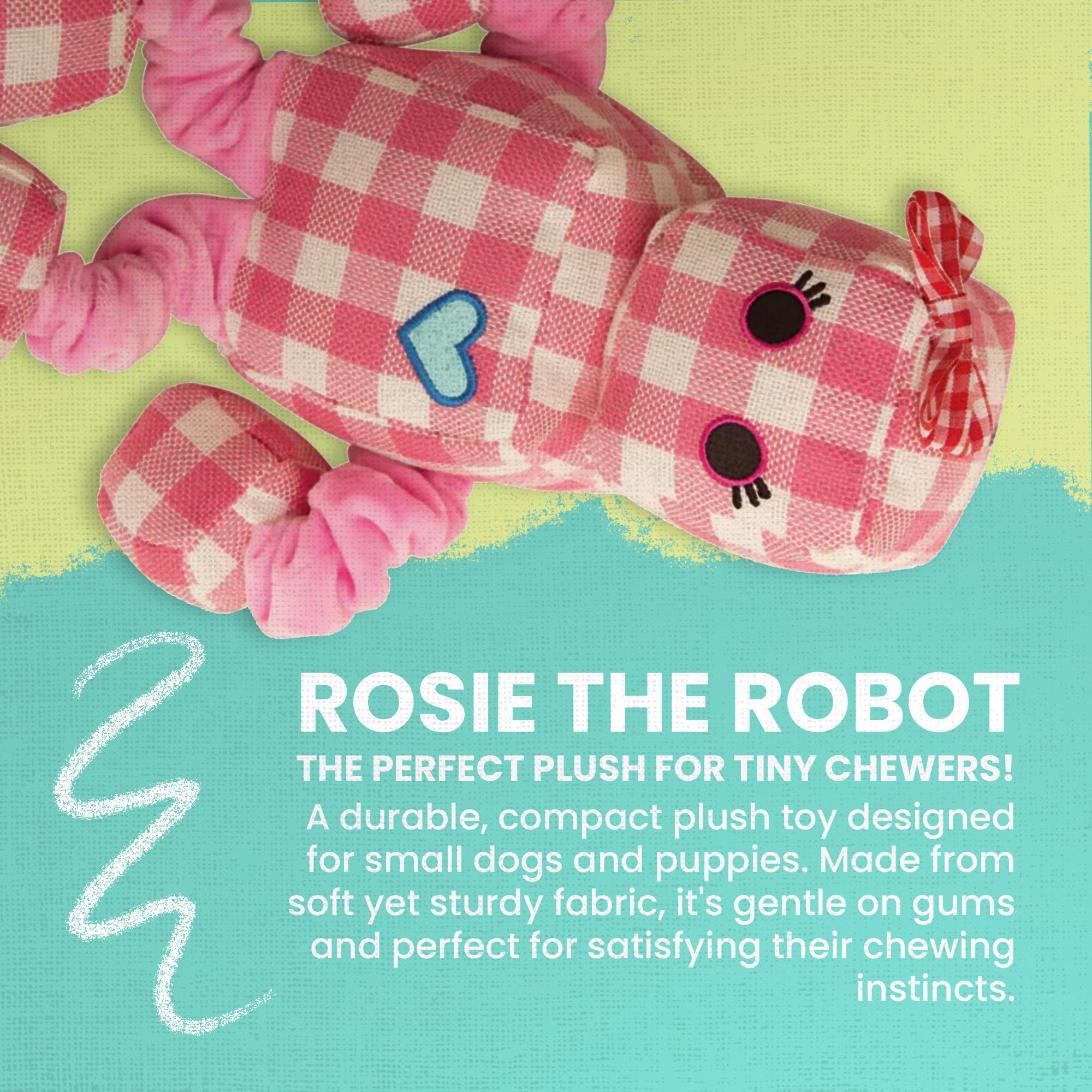Health Extension Cute Rosie The Robot Plush Toy for Dogs, Durable Squeaky, 13" Pink, Model 712038962648