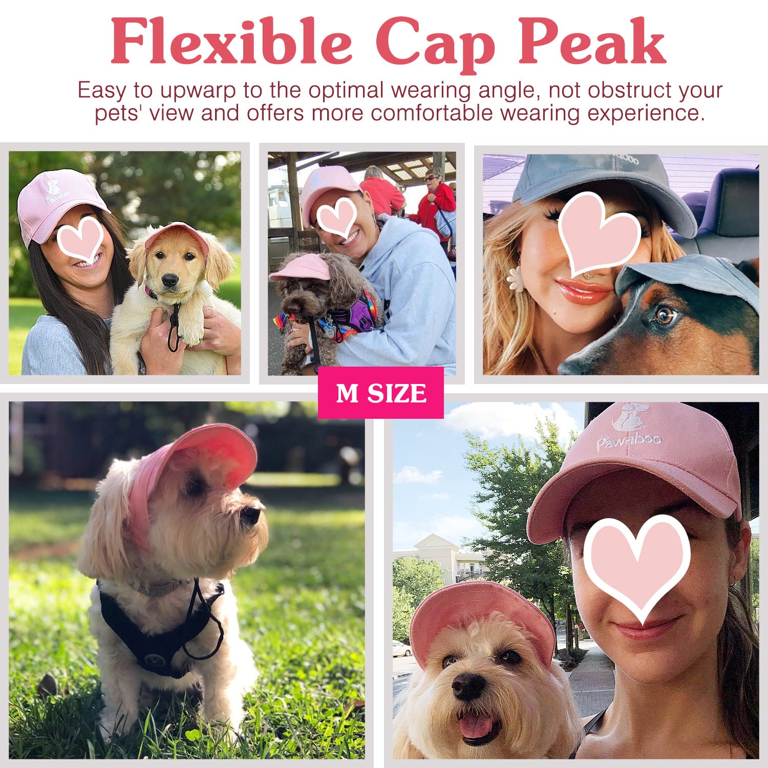 Pawaboo 2Pc Owner And Dog Hat Set, Pet'S Mom/Dad Baseball Cap Set, Dog Visor Cap Sun Protection Hats With Ear Holes And Adjustab