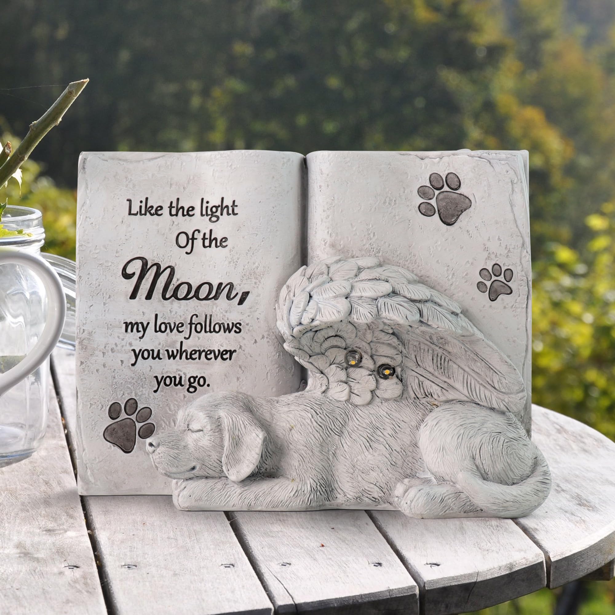 Solar Dog Angel Statue, Pet Dog Memorial Stone, Dog Memorial Gifts Or Garden Memorial Stone-Like The Light Of The Moon...