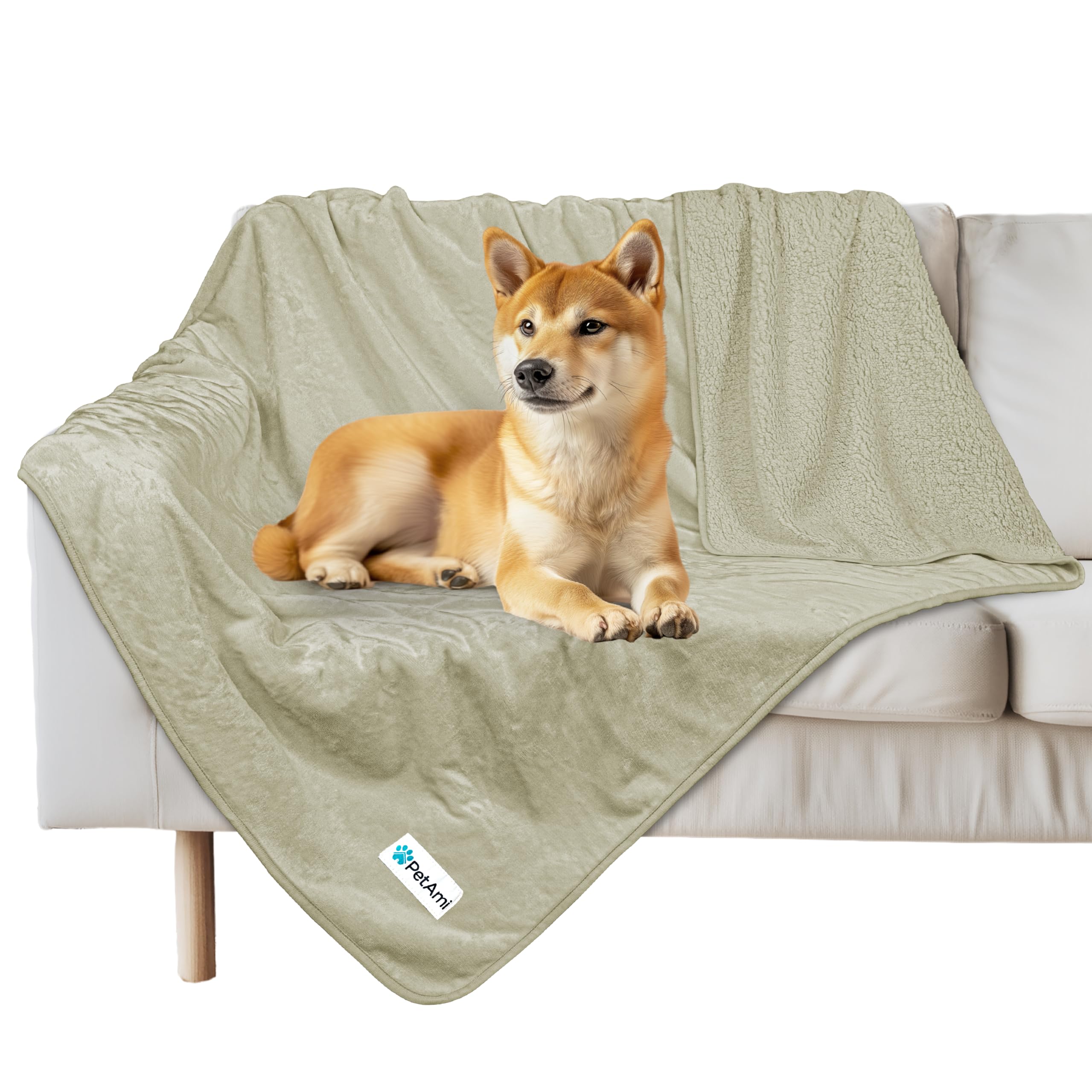 Petami Waterproof Dog Blanket For Medium Large Dogs, Pee Proof Pet Blanket For Bed Couch, Reversible Water Proof Blanket For Puppy Indoor Cat, Soft Dog Pee Crate Cover Washable, 60X80 Taupe