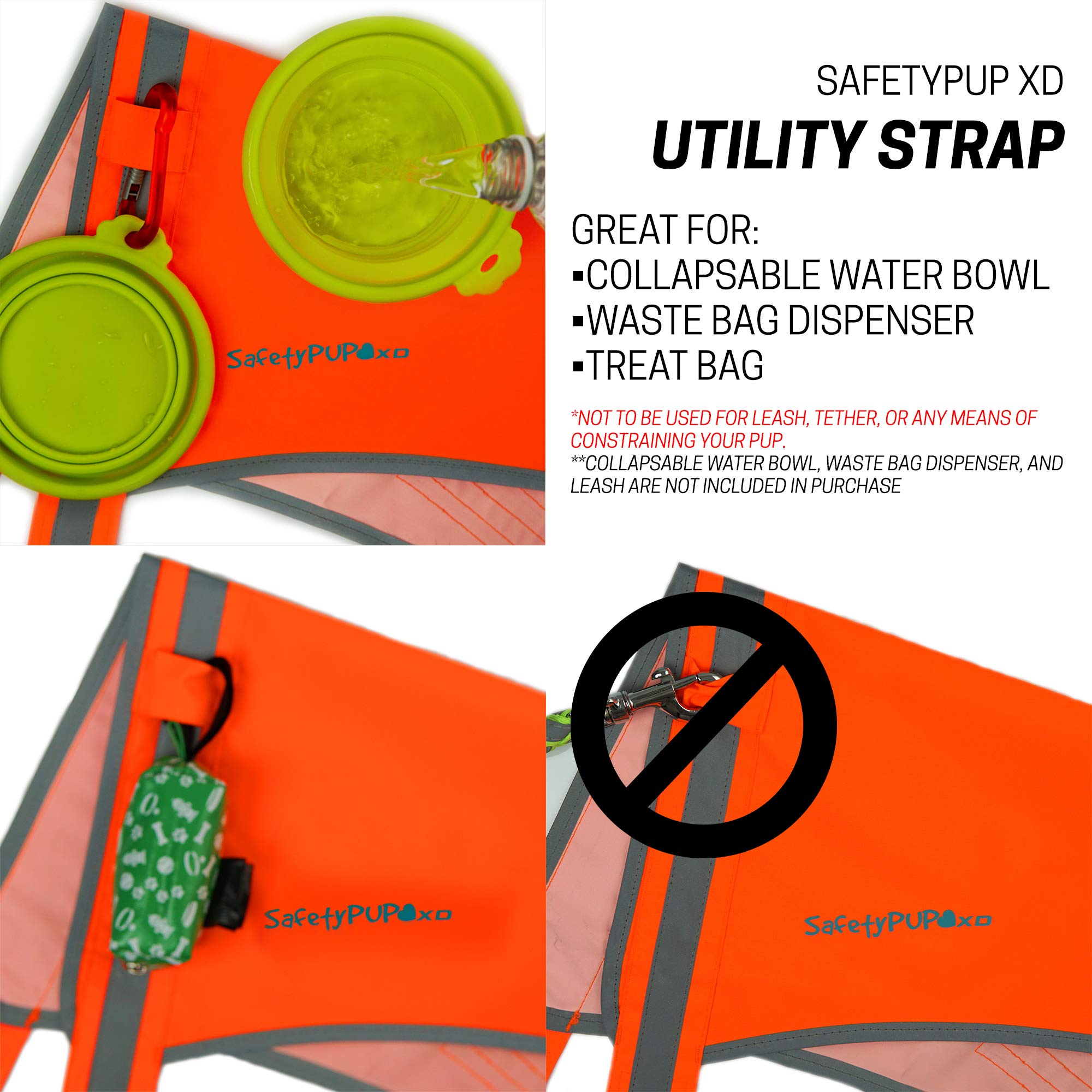 SafetyPUP XD Lite Dog Vest, Reflective Orange Nylon, Large, Mid Back Coverage