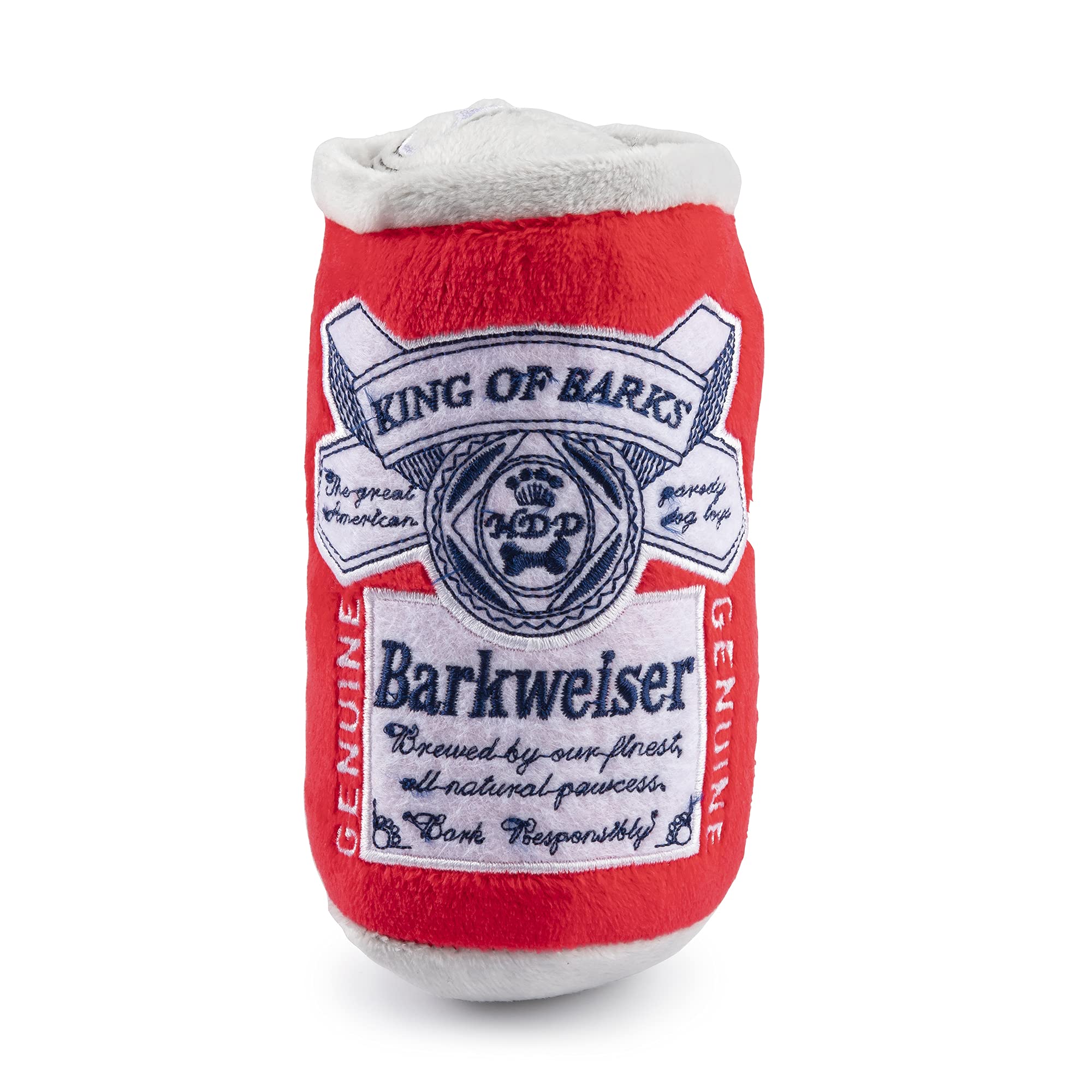 Haute Diggity Dog Barkweiser Beer Can, Plush Designer Dog Toys With Interactive Squeaker, Stimulating Pet Enrichment, Machine-Wa