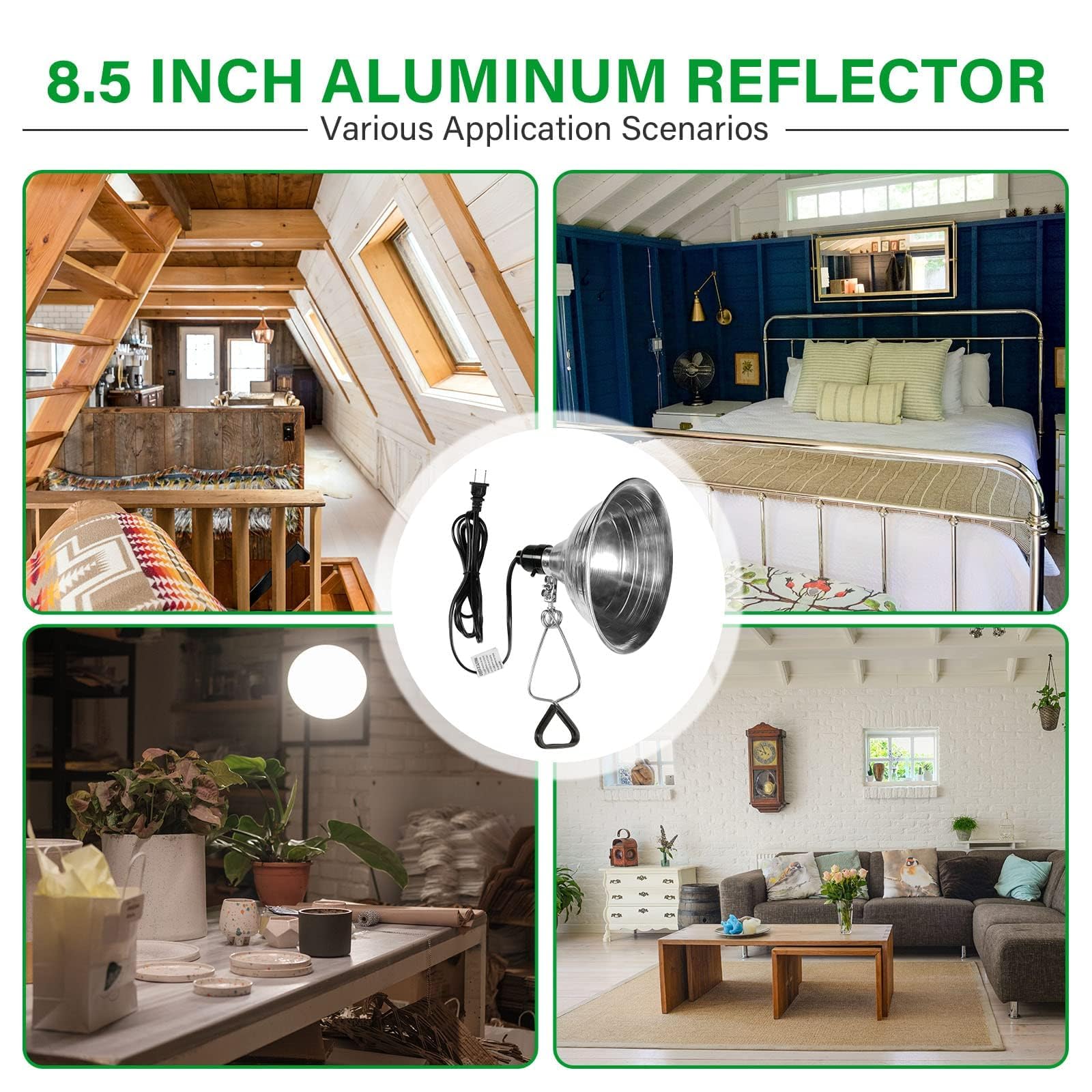 Simple Deluxe Adjustable Clamp Lamp Light Socket With 8.5 Inch Aluminum Reflector, Suit For Max 150 Watt Lamp (No Bulb Included)