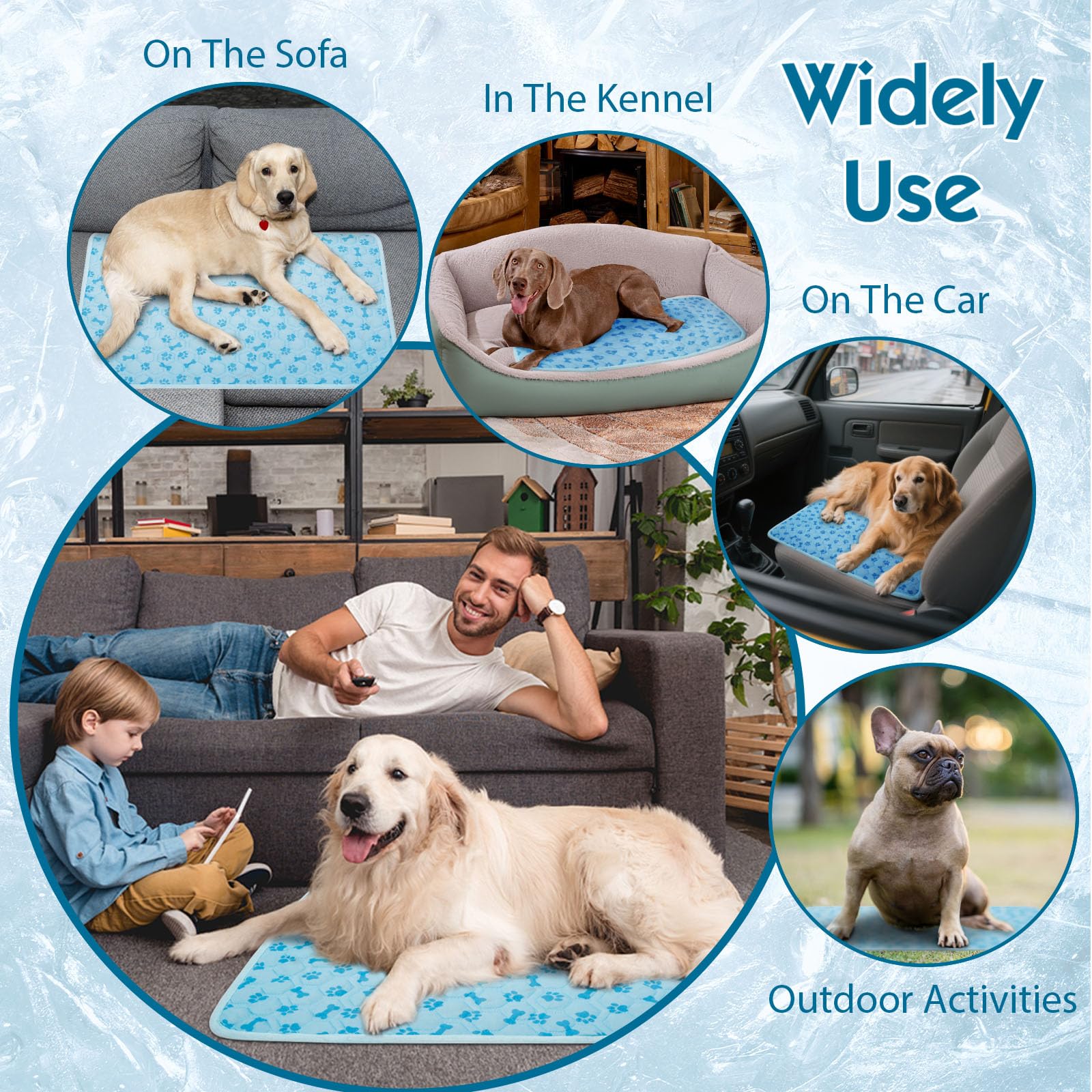 Asoox Dog Cooling Mat, Pet Cooling Mat For Dogs And Cats, Portable Summer Dog Cool Pad,Cool Bed For Pets, Premium Pet Cool Blank