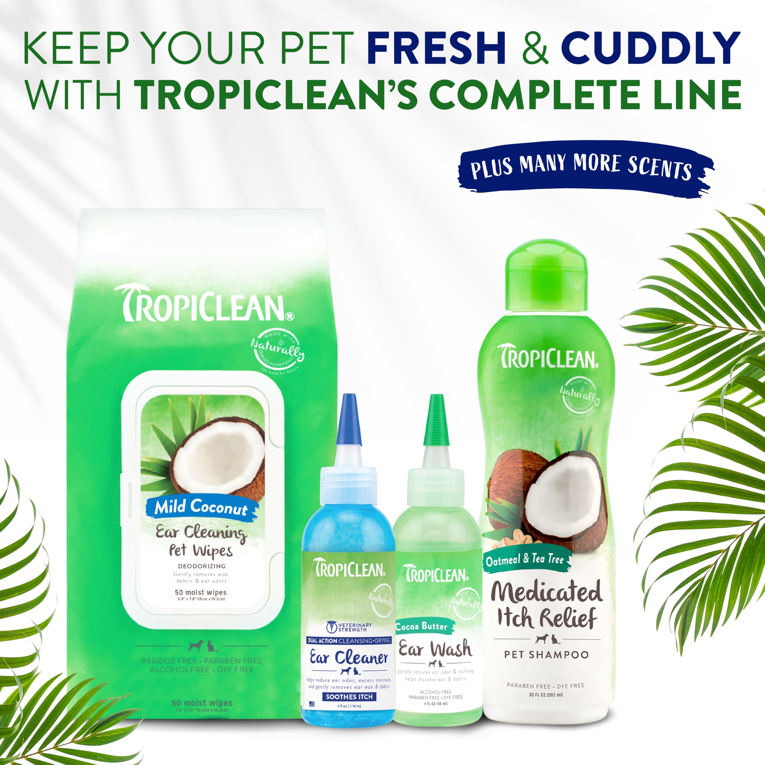TropiClean Dog Ear Cleaner, Vet Recommended Ear Cleaning Solution for Itch Relief, Daily Use Drops Prevent Infection, Cat Safe,