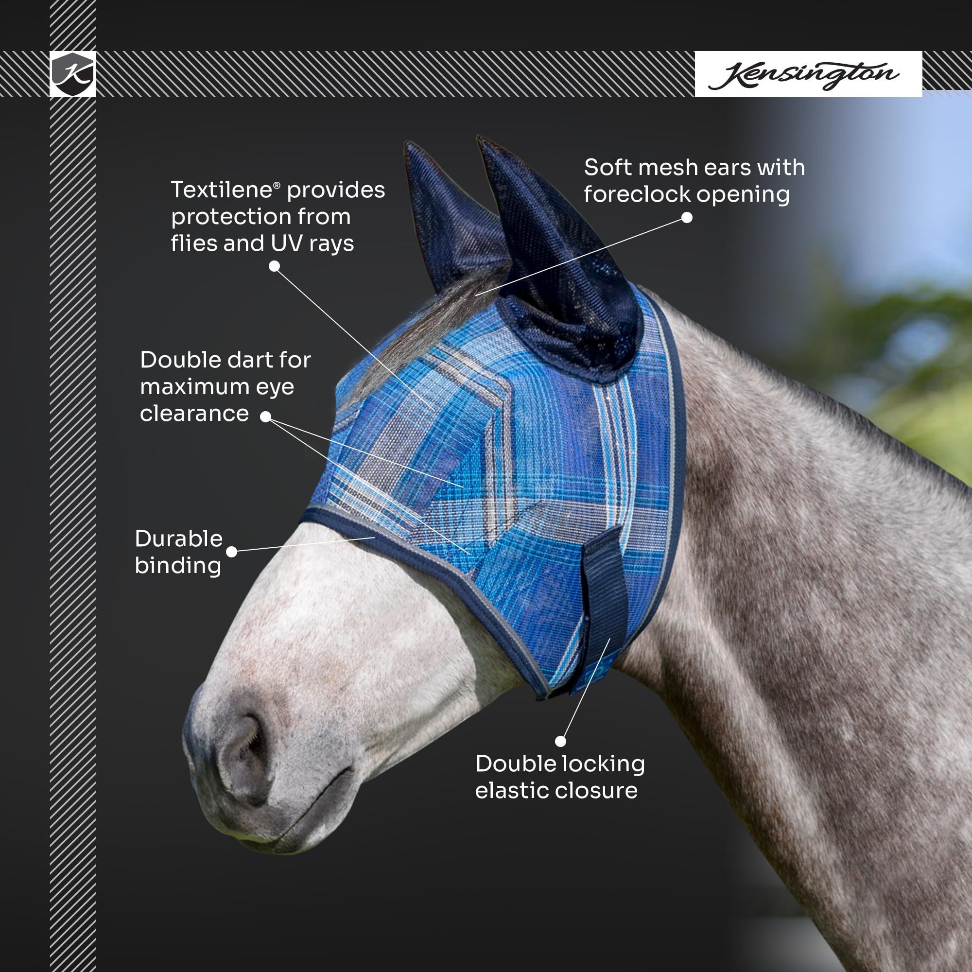 Kensington Fly Mask w/Web & Nose Size: X.Large Color: 2017-Lavender Mint