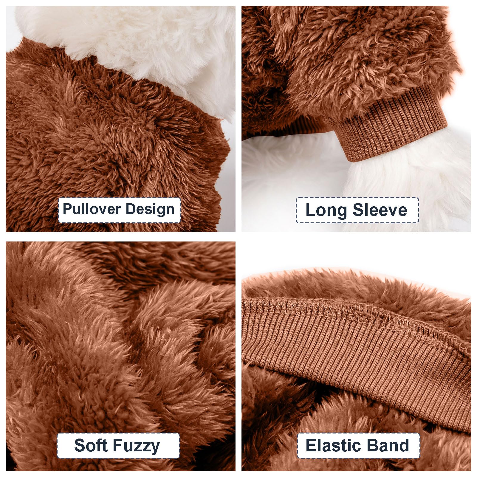 Kyaringtso Dog Sweater, 3 Pack Dog Sweaters For Small Dogs, Dog Clothes For Small Dogs Girl Boy, Ultra Soft And Warm Puppy Sweater Dog Coat For Winter Christmas (Orange+Coffee+Yellow, X-Small)