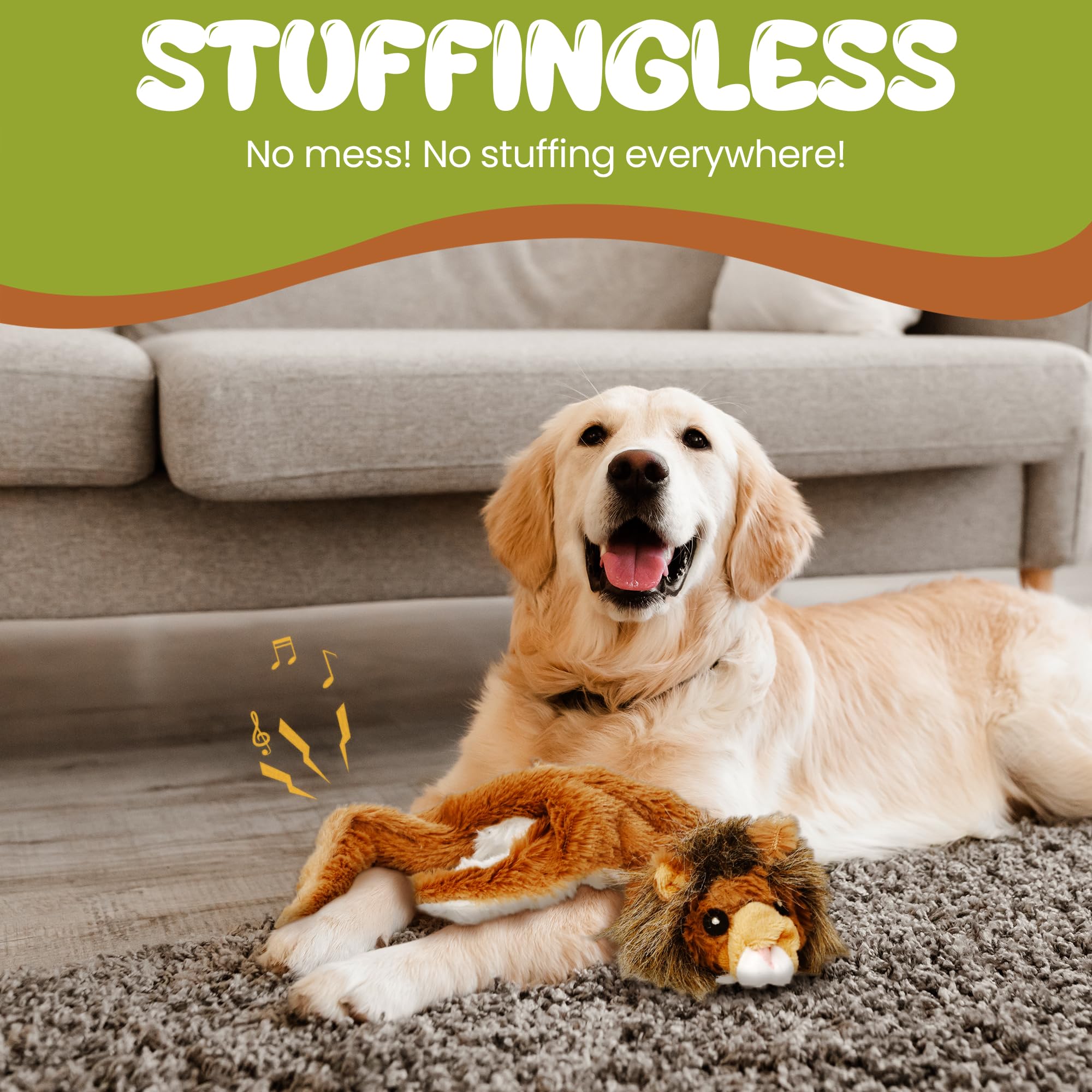Spot Mini Skinneeez | Stuffless Dog Toy With Squeaker For All Dogs | Tug-Of-War Toy For Small And Large Breeds | 14” | Jungle Cat Assorted Design | By Ethical Pet (Pack Of 1)