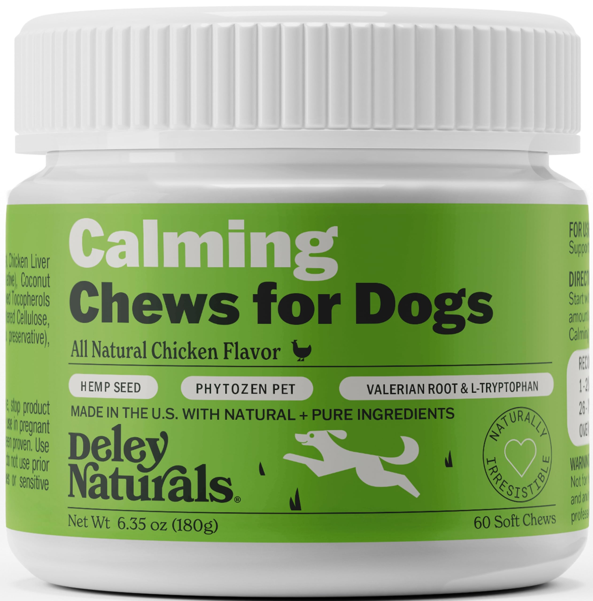 Deley Naturals New & Improved Calming Chews for Dogs - Calming Treats with Phytozen Pet, Valerian Root & Chamomile - Calming Bit