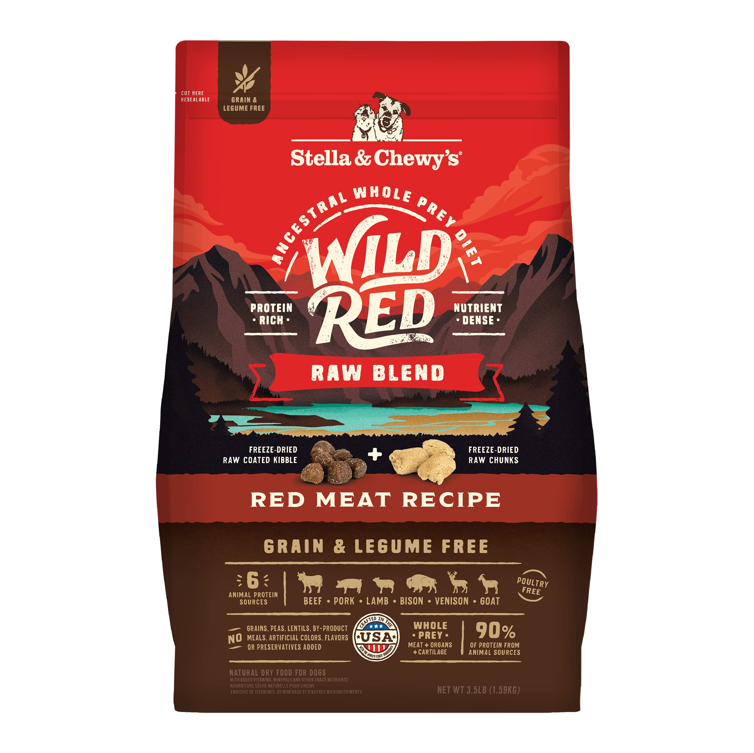 Stella & Chewys Wild Red Dry Dog Food Raw Blend High Protein Grain & Legume Free Red Meat Recipe, 3.5 lb. Bag
