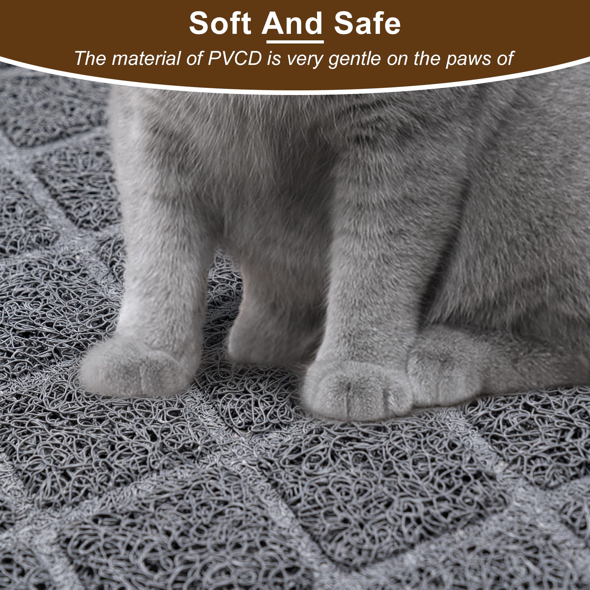 Cat Litter Mat Litter Box Mat,Litter Trapping Mat Premium Durable Pvc Pad, 24 X 35 Inches Kitty Litter Box, Easy To Clean,Non-Sl
