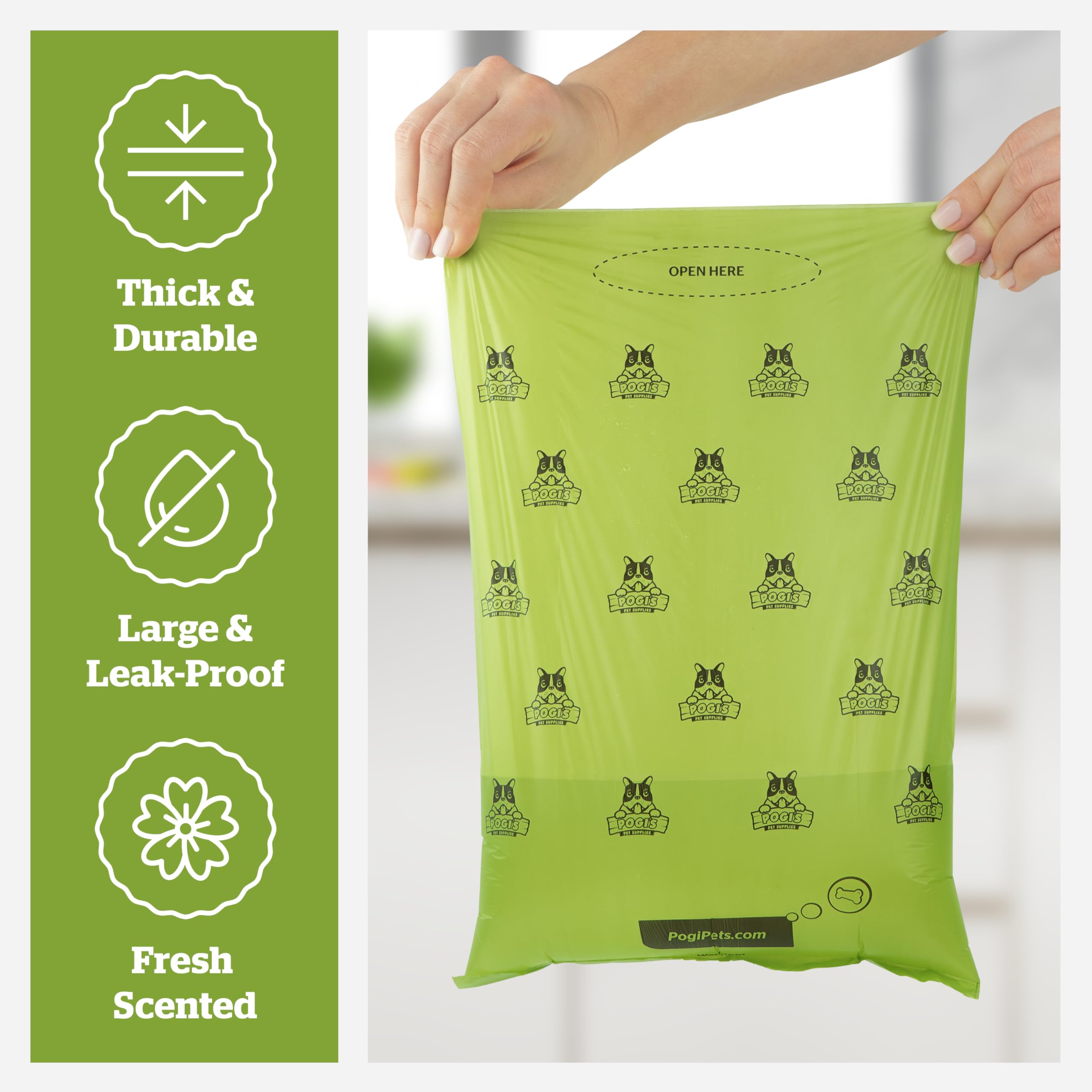Pogis Dog Poop Bags - Leak-Proof & Extra Thick Pet Waste Bags (Fresh Scent, 10 Rolls, 150-Count)
