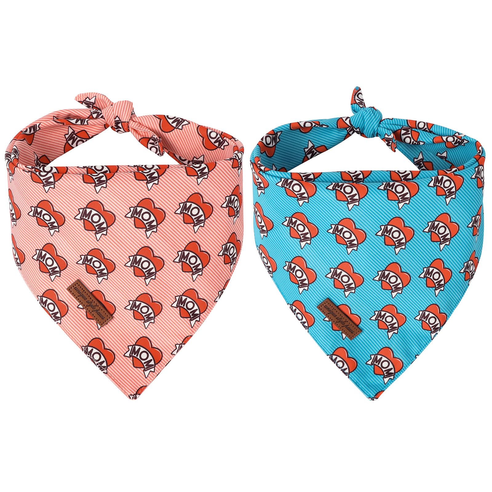 Unique Style Paws Dog Valentine'S Bandanas 2Pcs Washable Cotton Triangle Love Heart Dog Scarfs For Small Medium Large Dogs And C